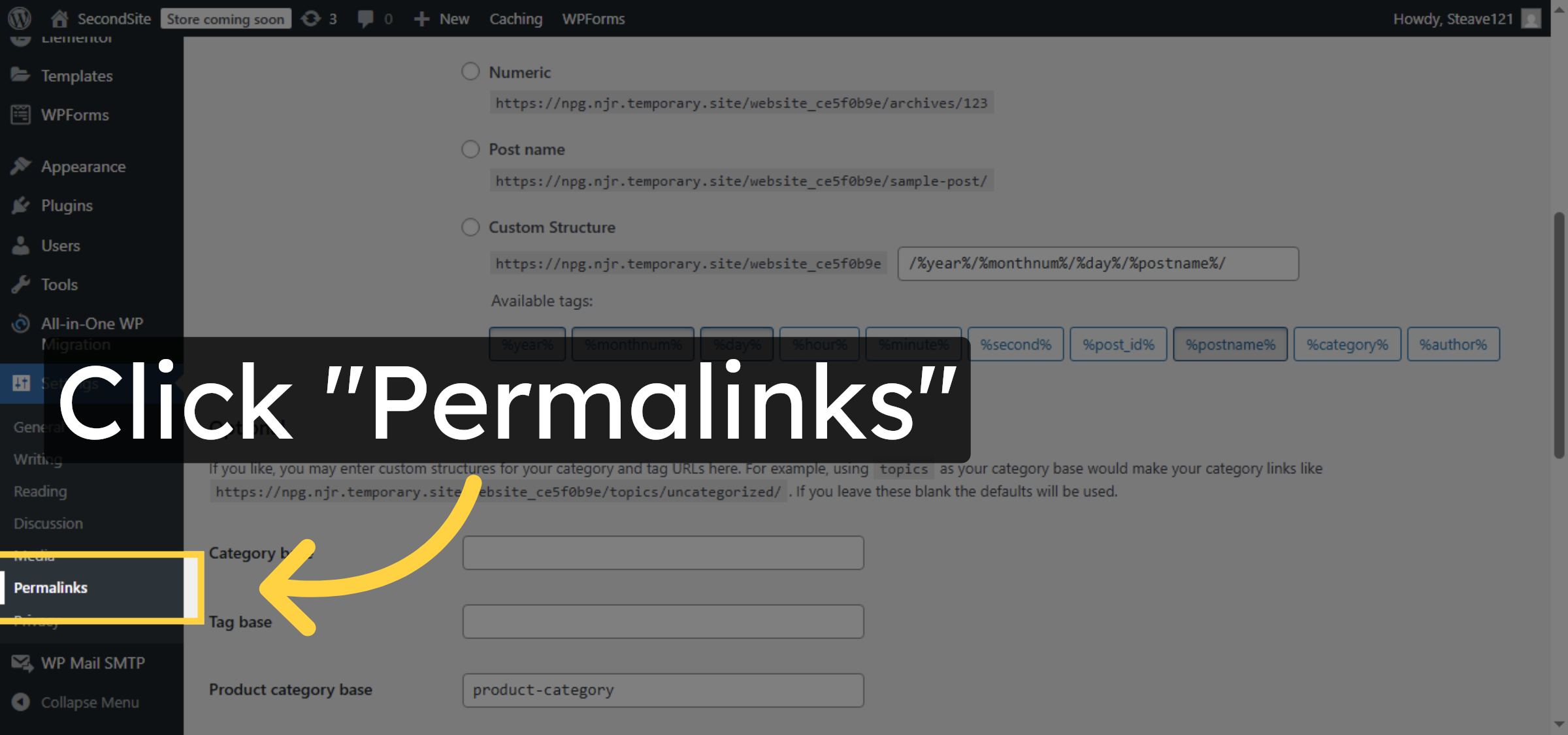 Access Permalink Settings