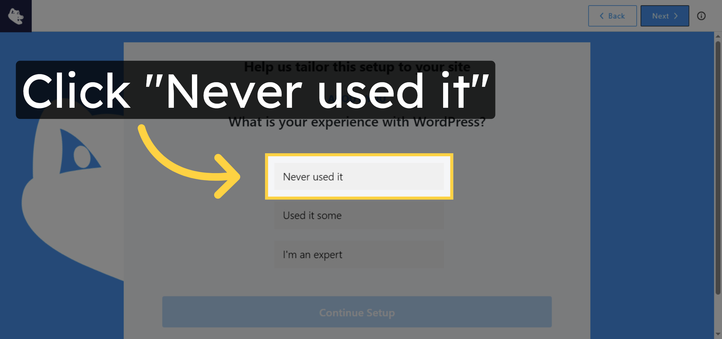 Select New User Option