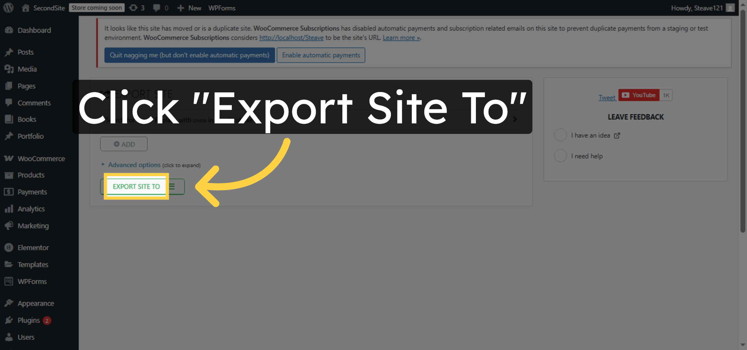 Choose Export Destination