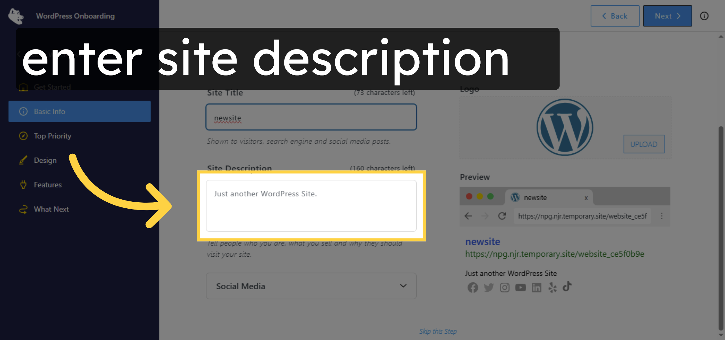 Edit Site Description