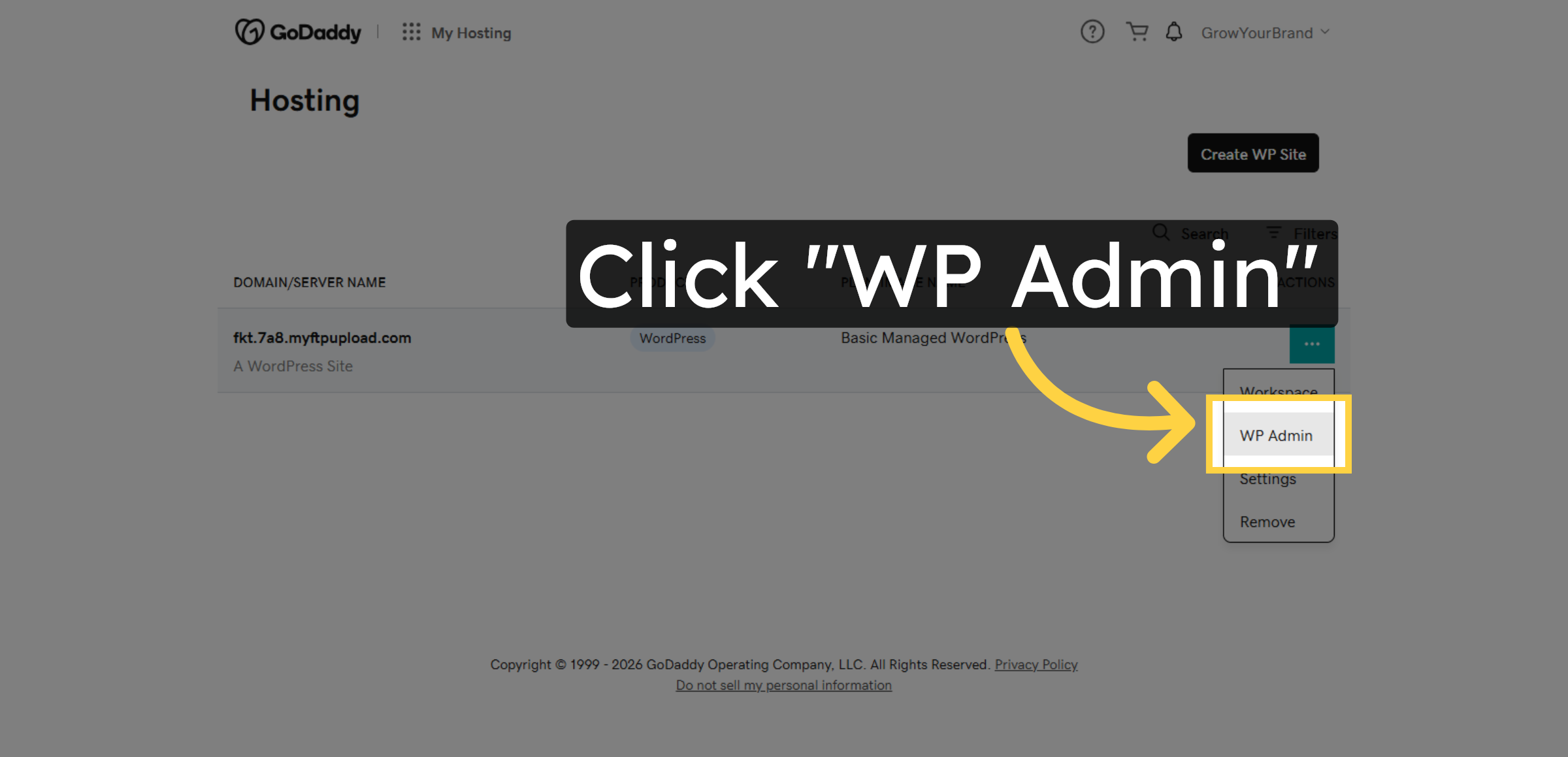 Open WP Admin Panel