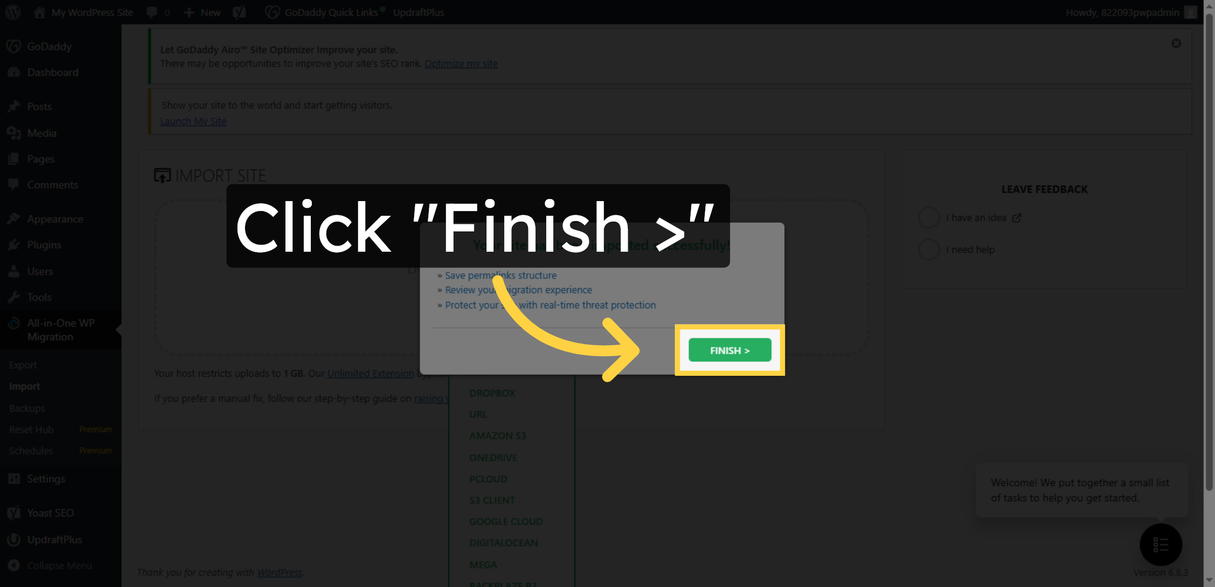 Finish Import Process