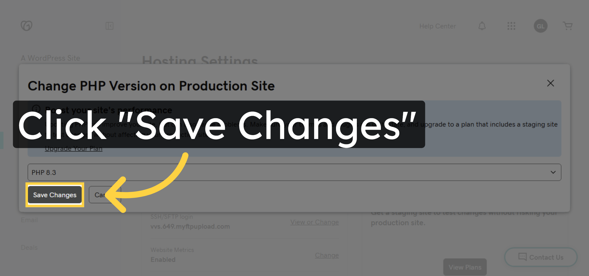 Save PHP Version Changes