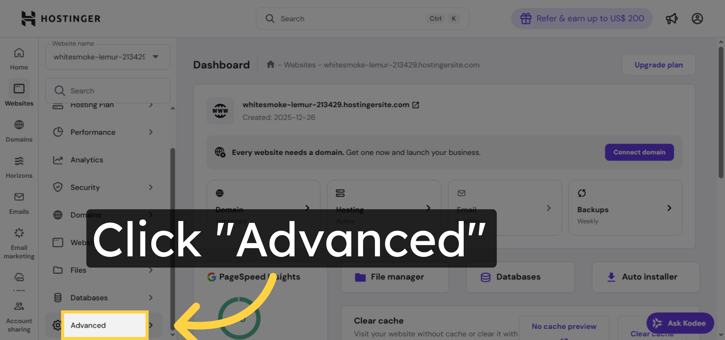 Navigate To Advanced Settings
