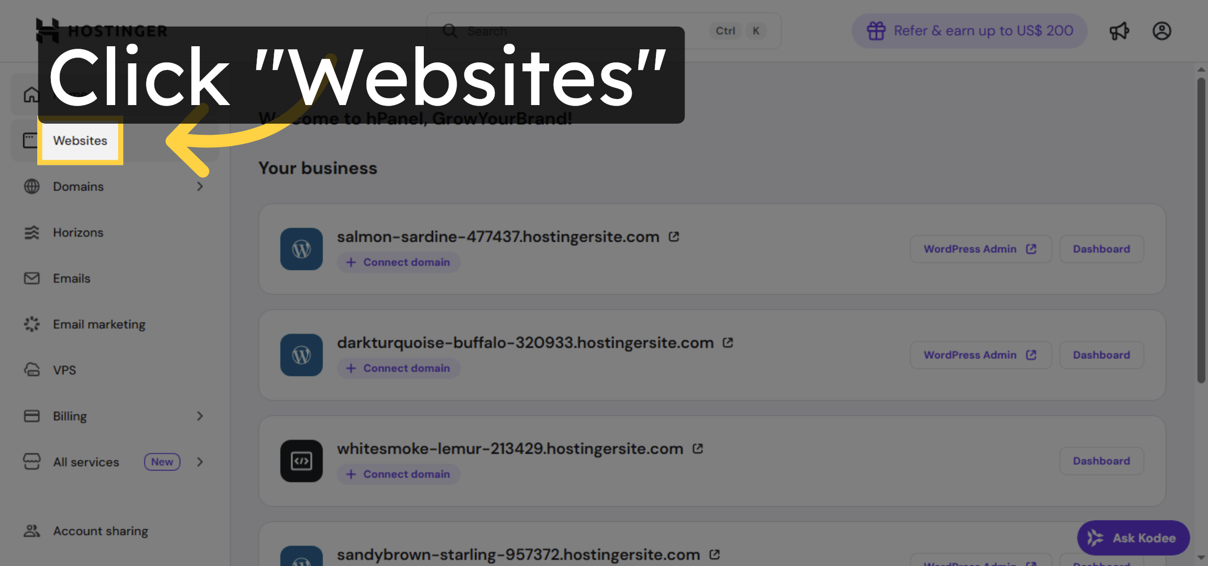Access Websites Section