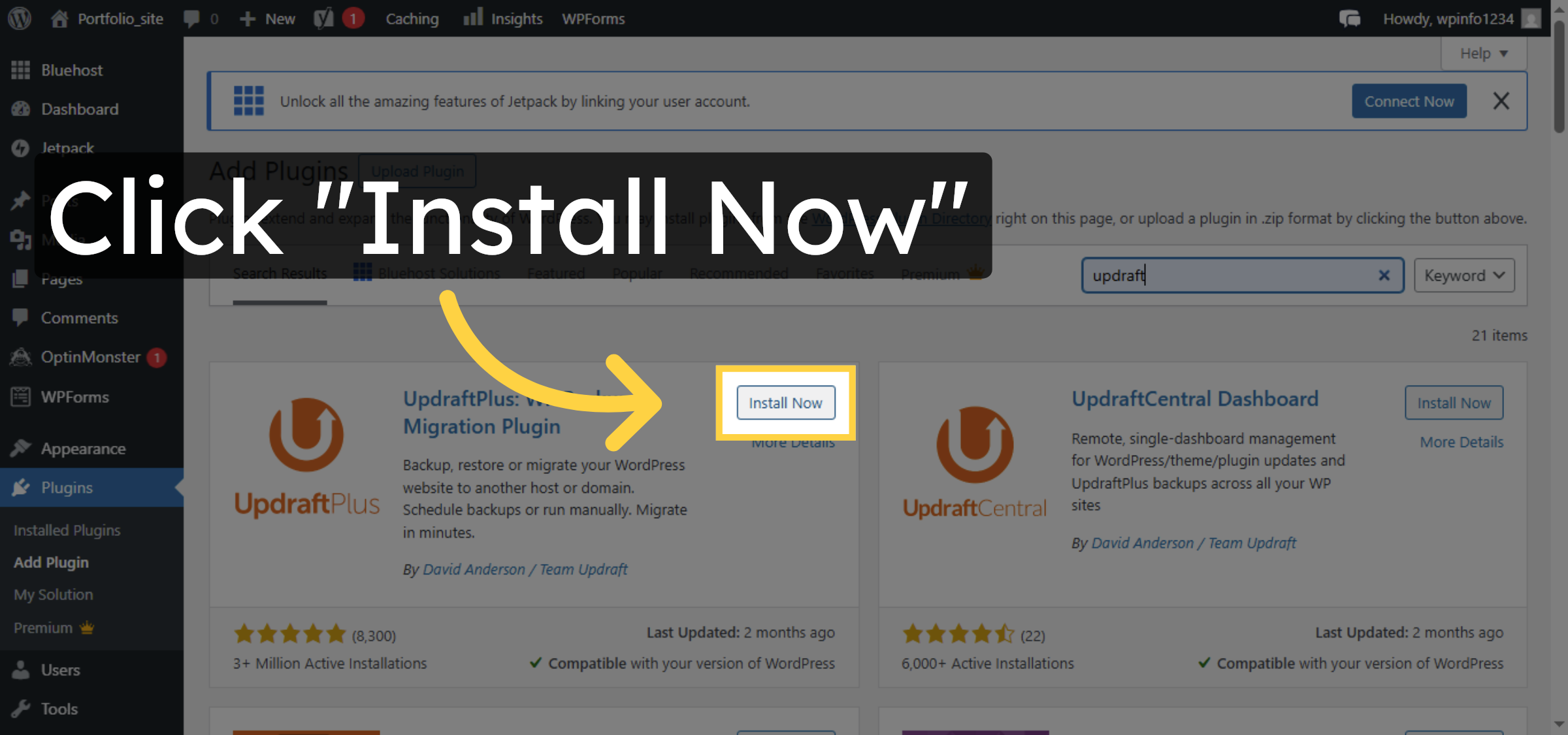Install Backup Plugin