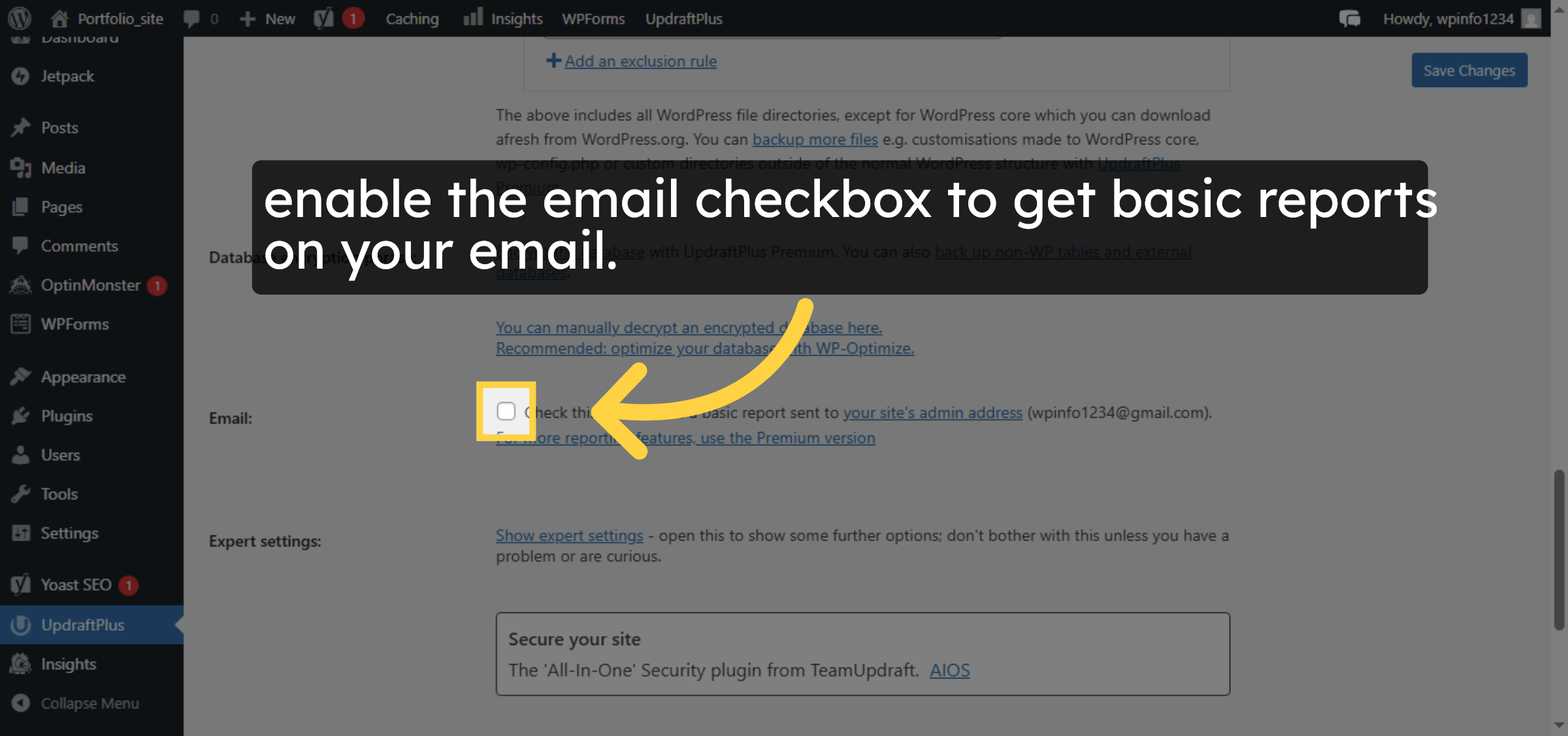 Enable Backup Reports