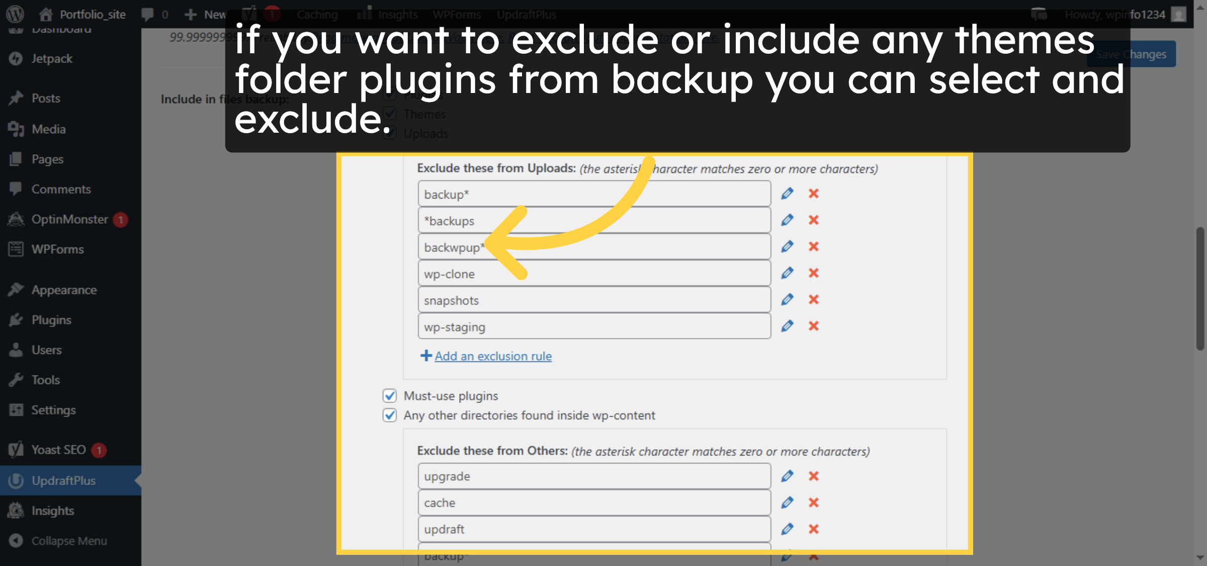 Exclode/Include thems or folder or plugins.