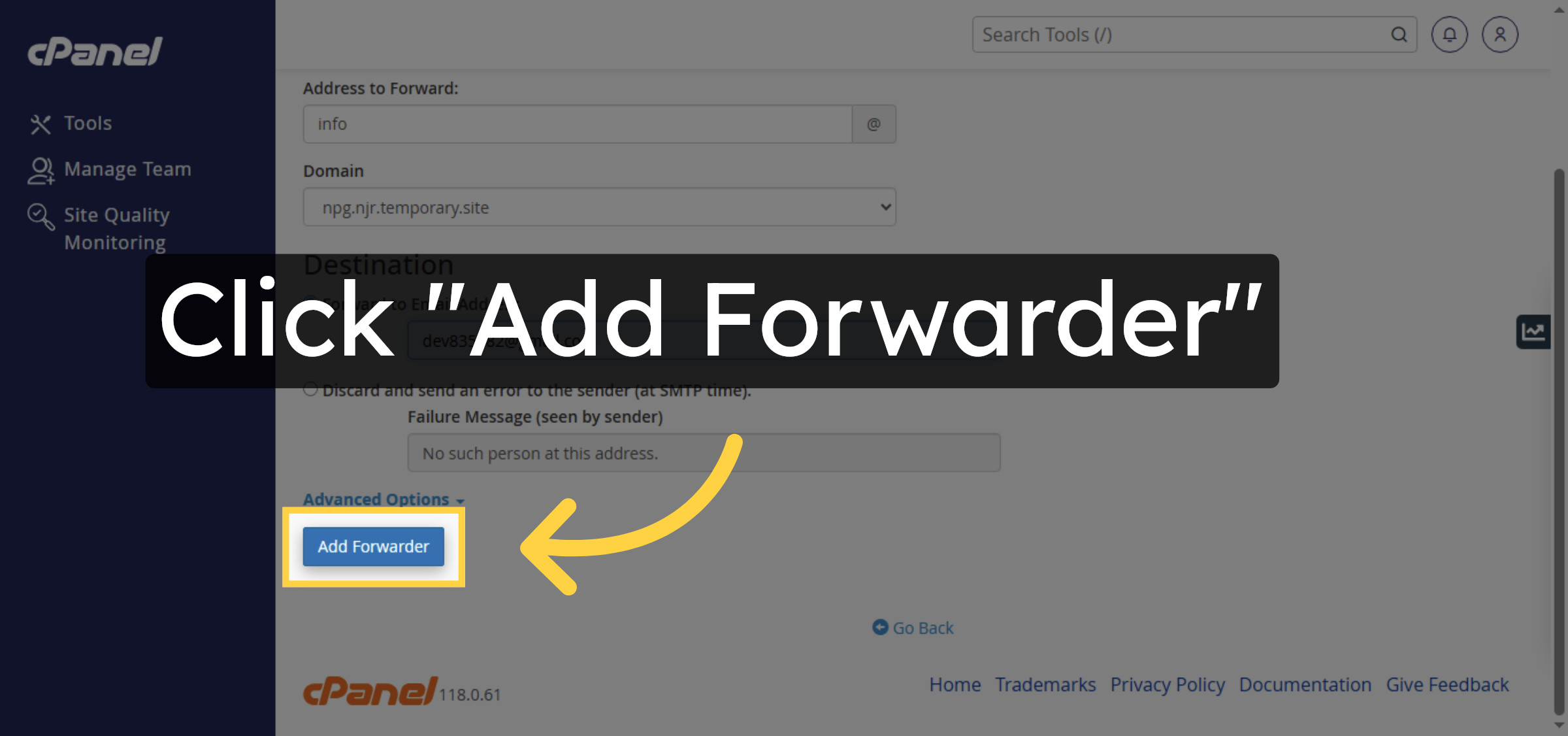 Confirm Forwarder Addition