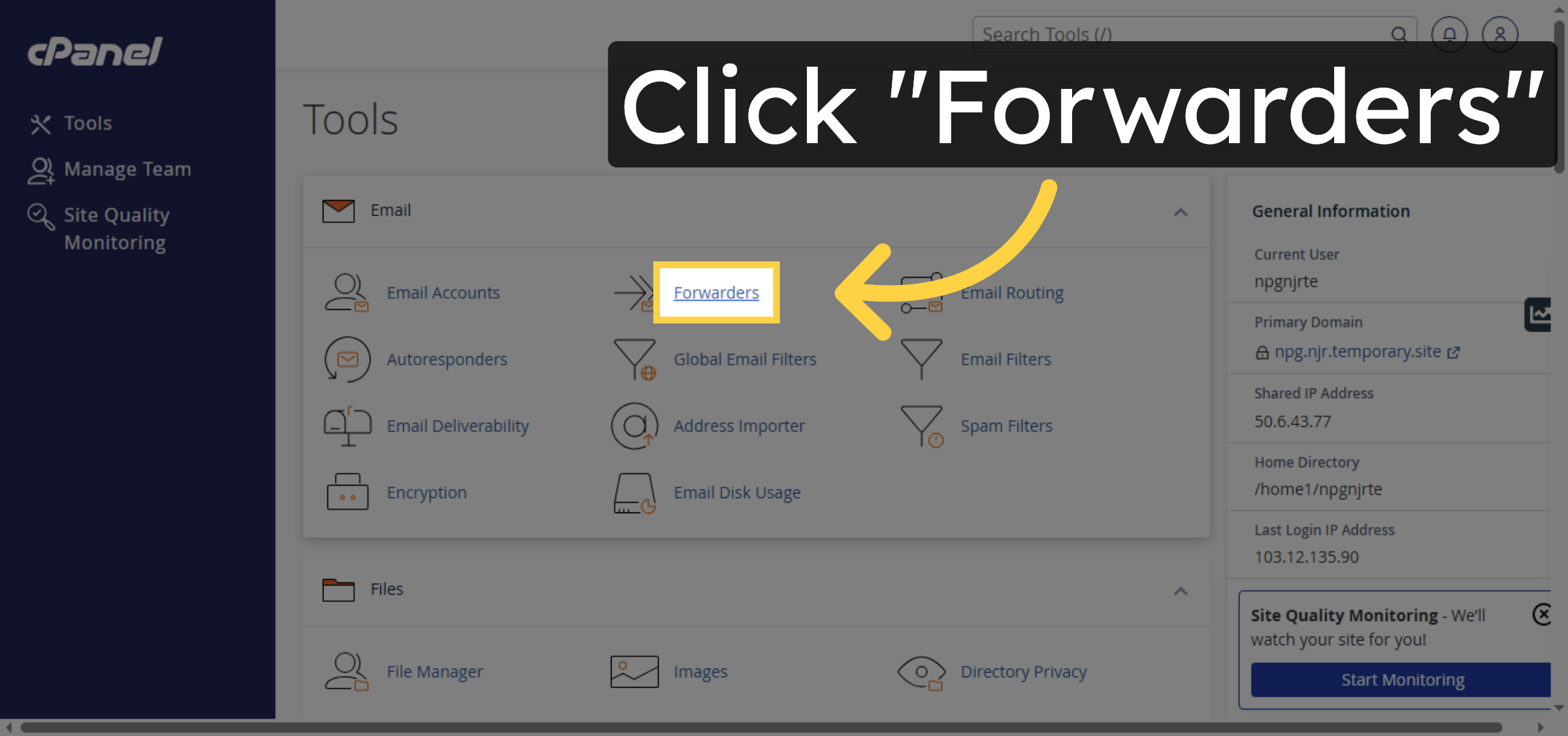 Open Forwarders Section