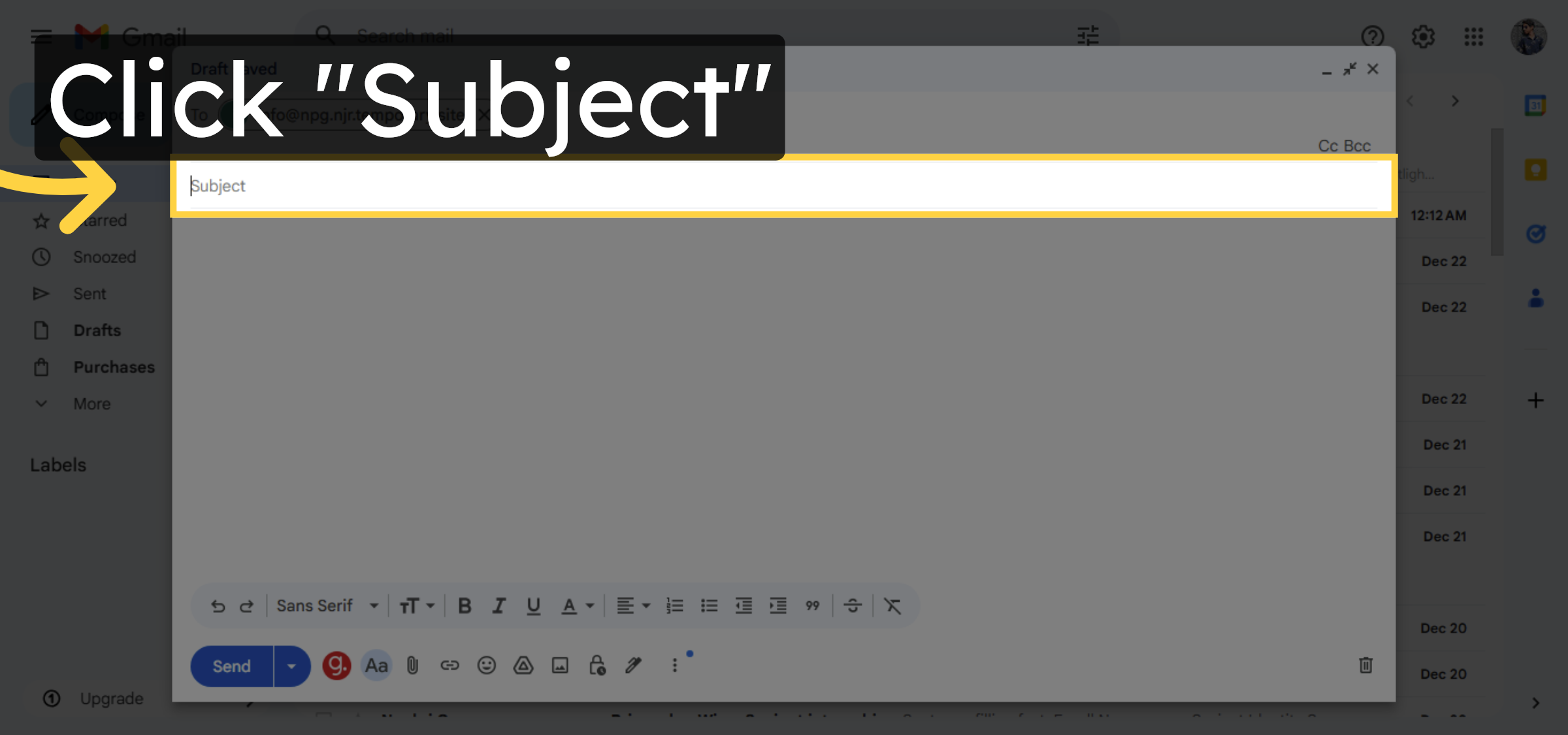 Select Email Subject Field
