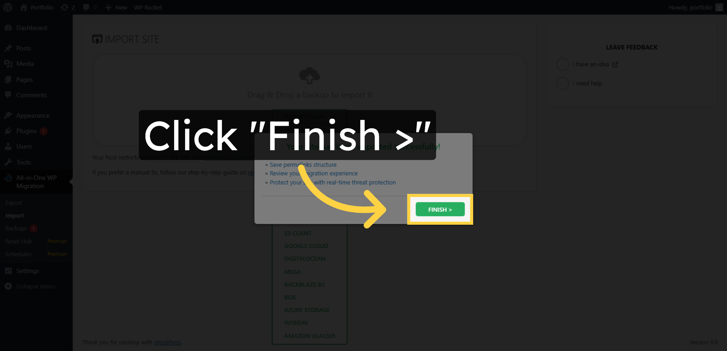 Click Finish Button