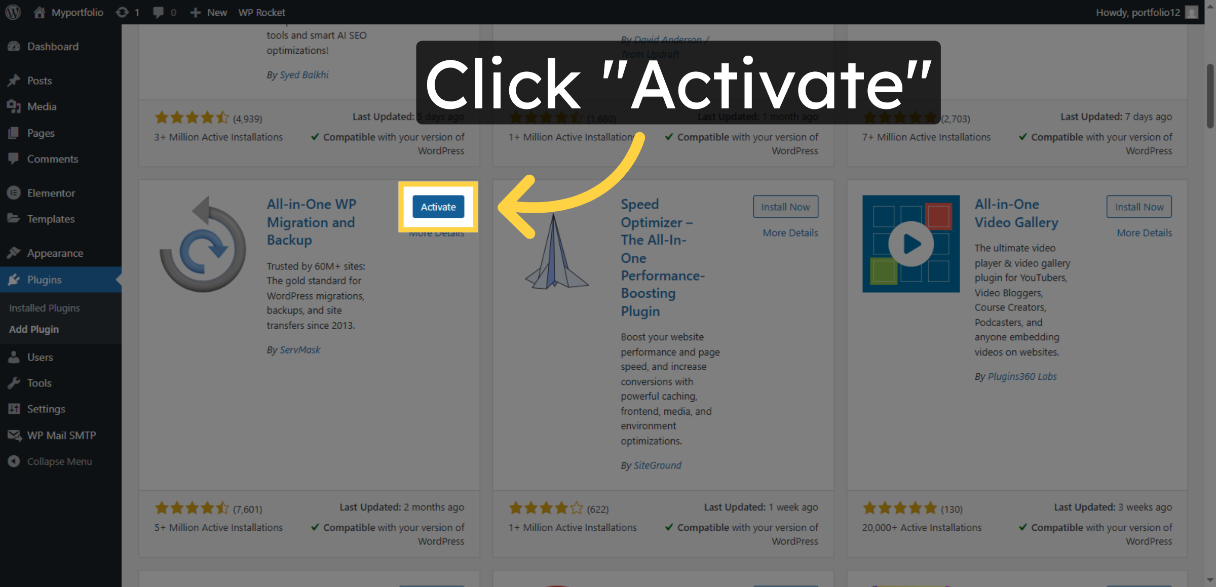 Activate Backup Plugin