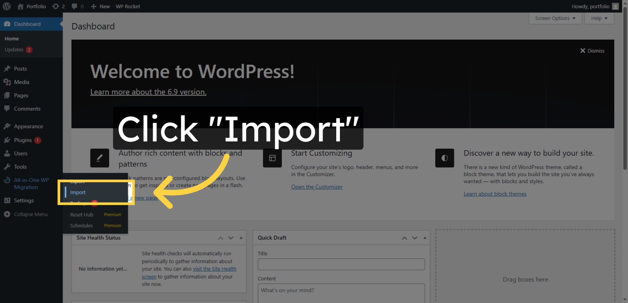 Click Import Button