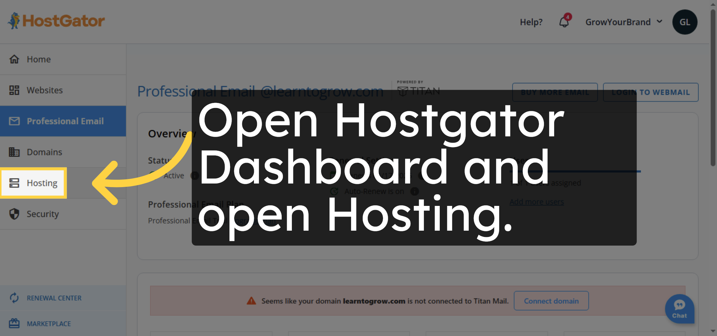 Open Hostgator Dashboard