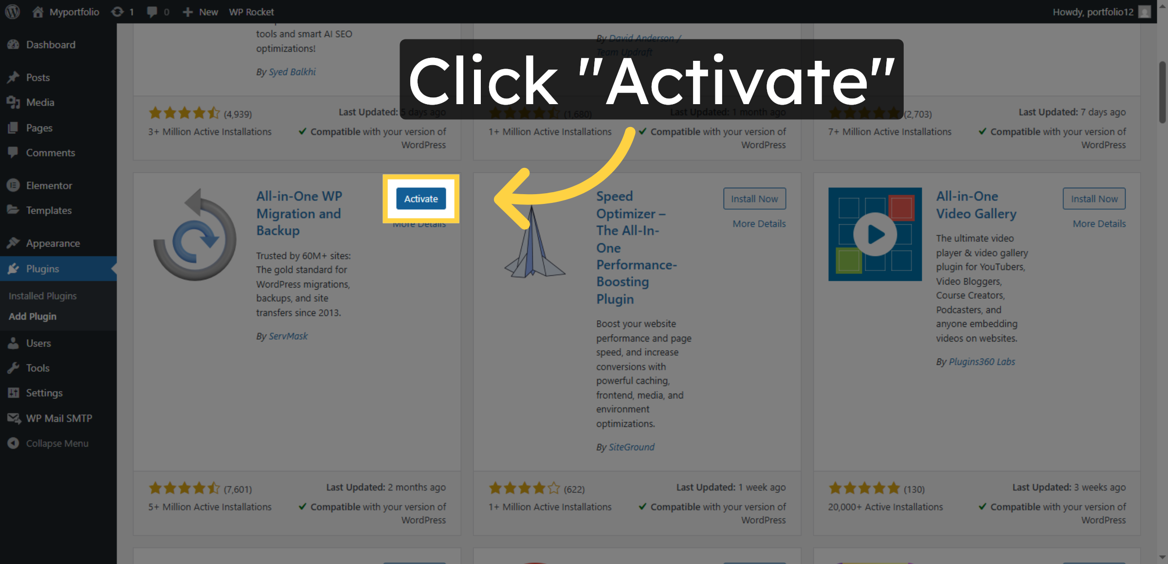 Activate Backup Plugin