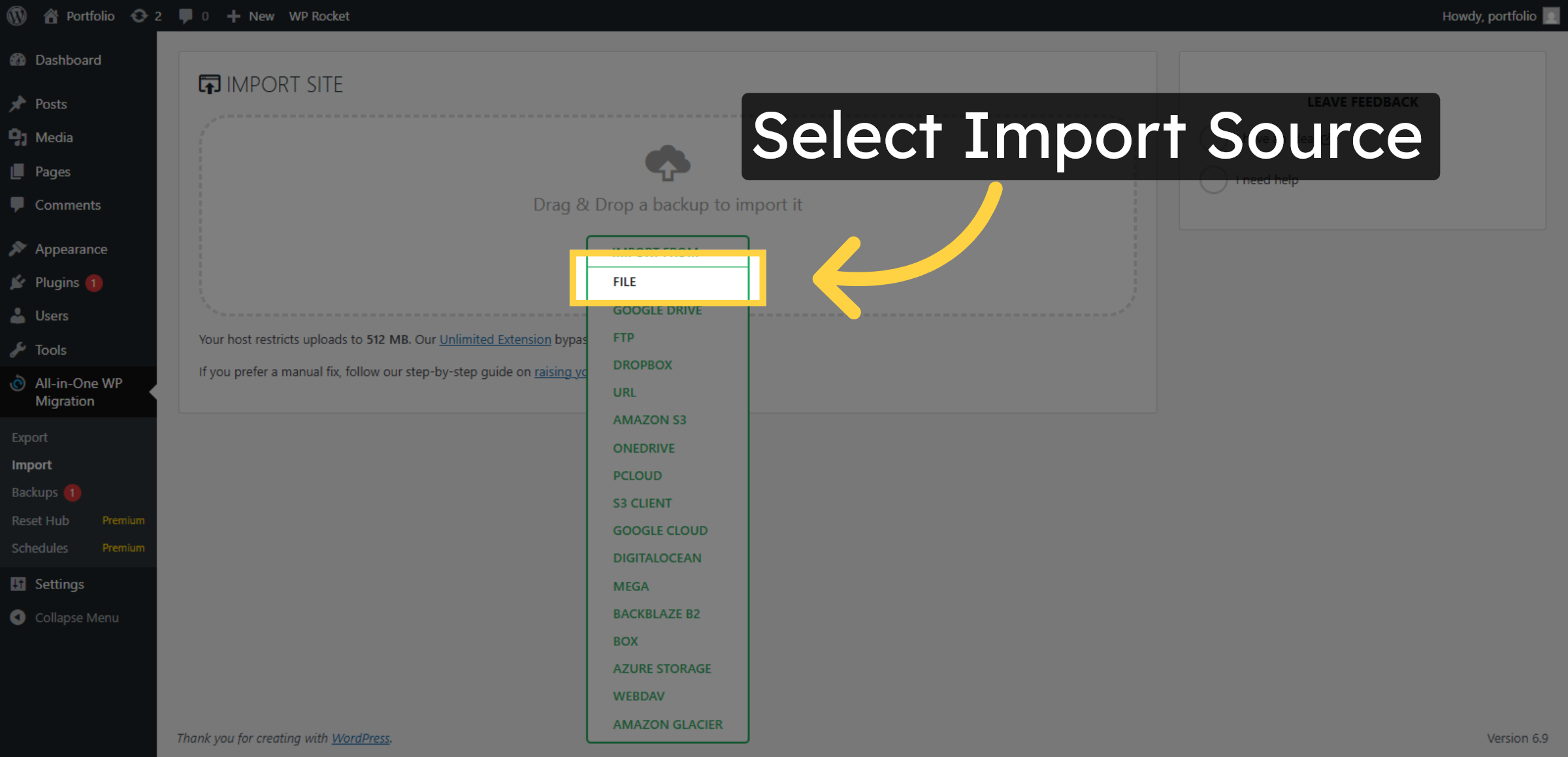 Select Import Source