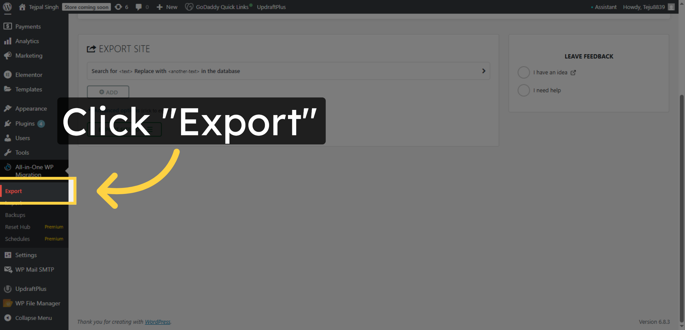 Start Export Process