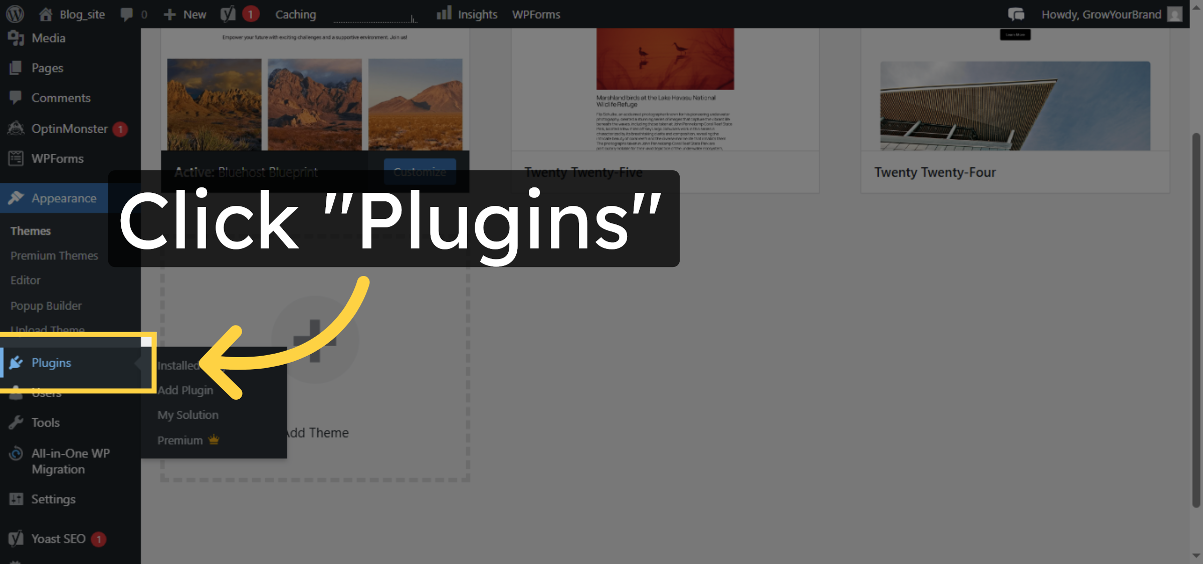 Open Plugins Menu