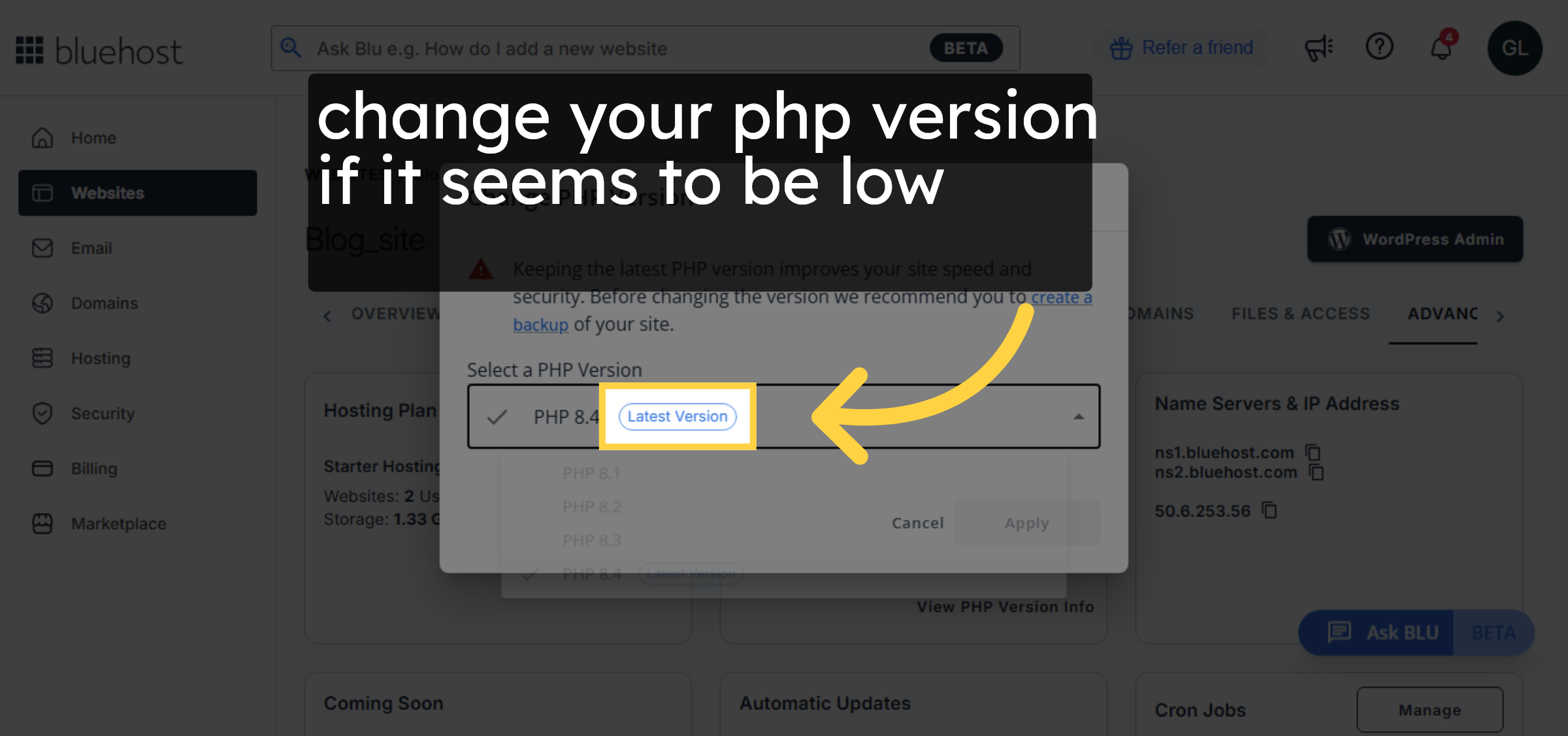Choose Latest PHP Version
