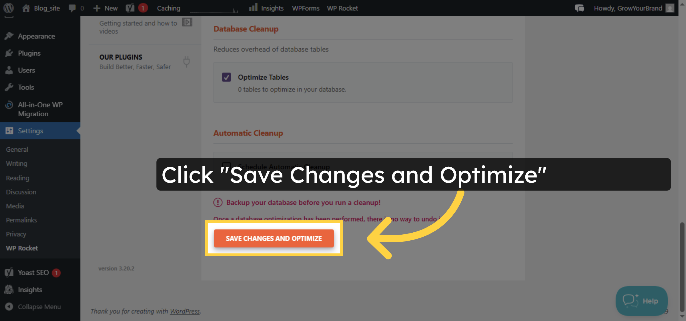 Save And Optimize Database