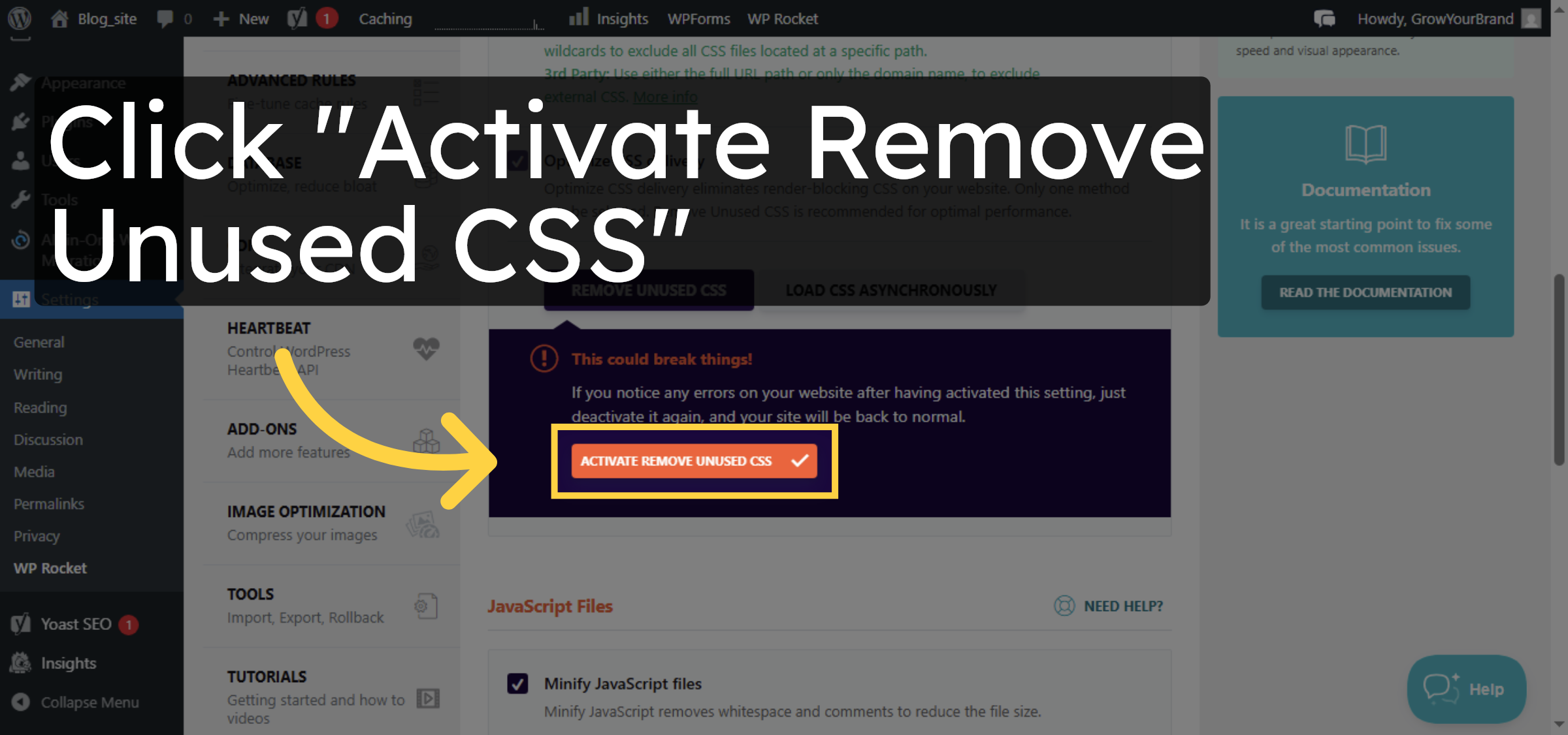 Activate Remove Unused CSS