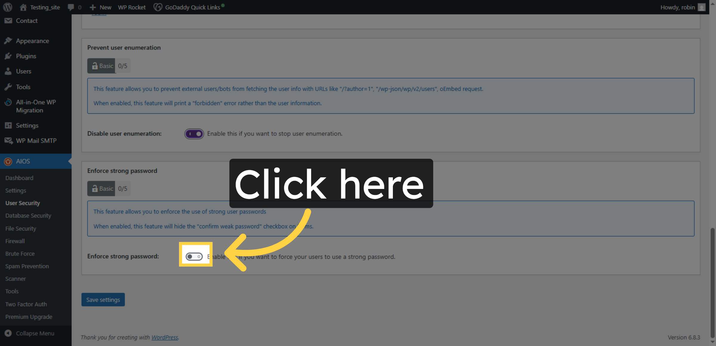 Enable Enforce Strong password