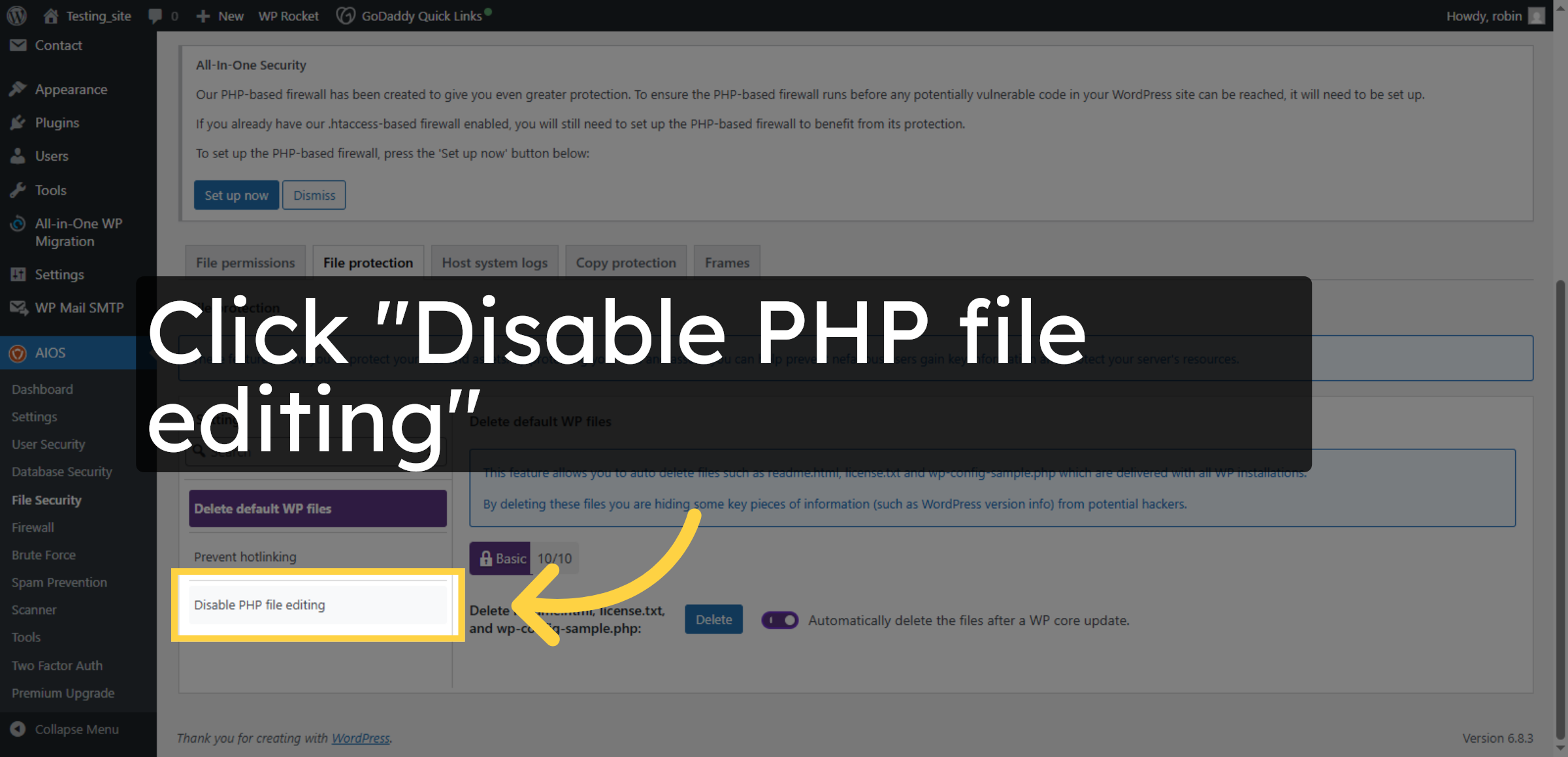 Disable PHP File Editing