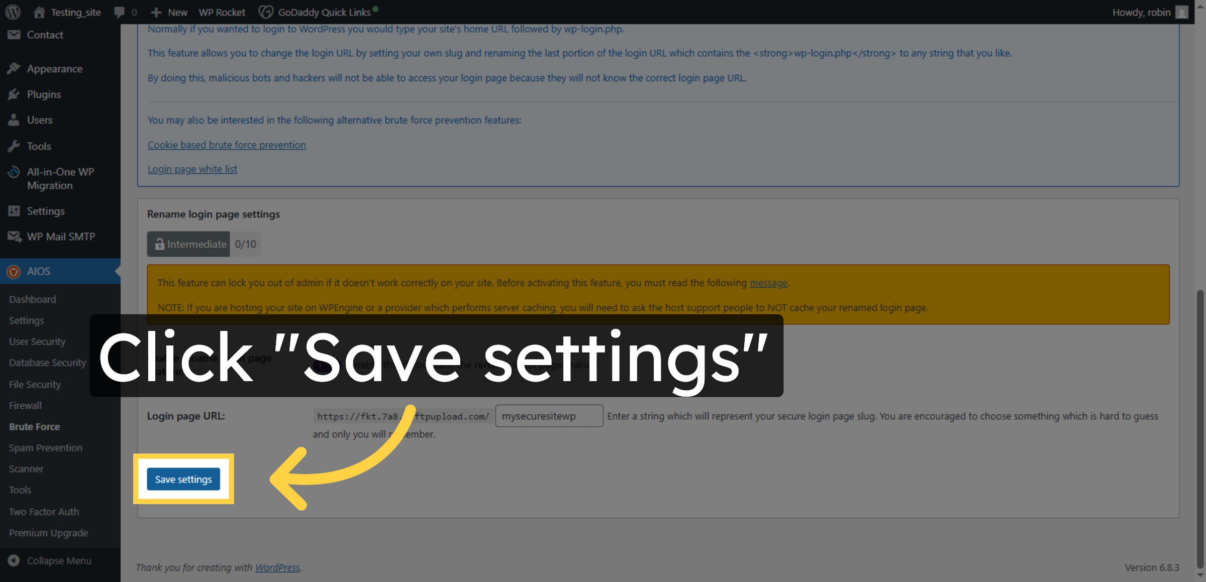 Save Brute Force Settings
