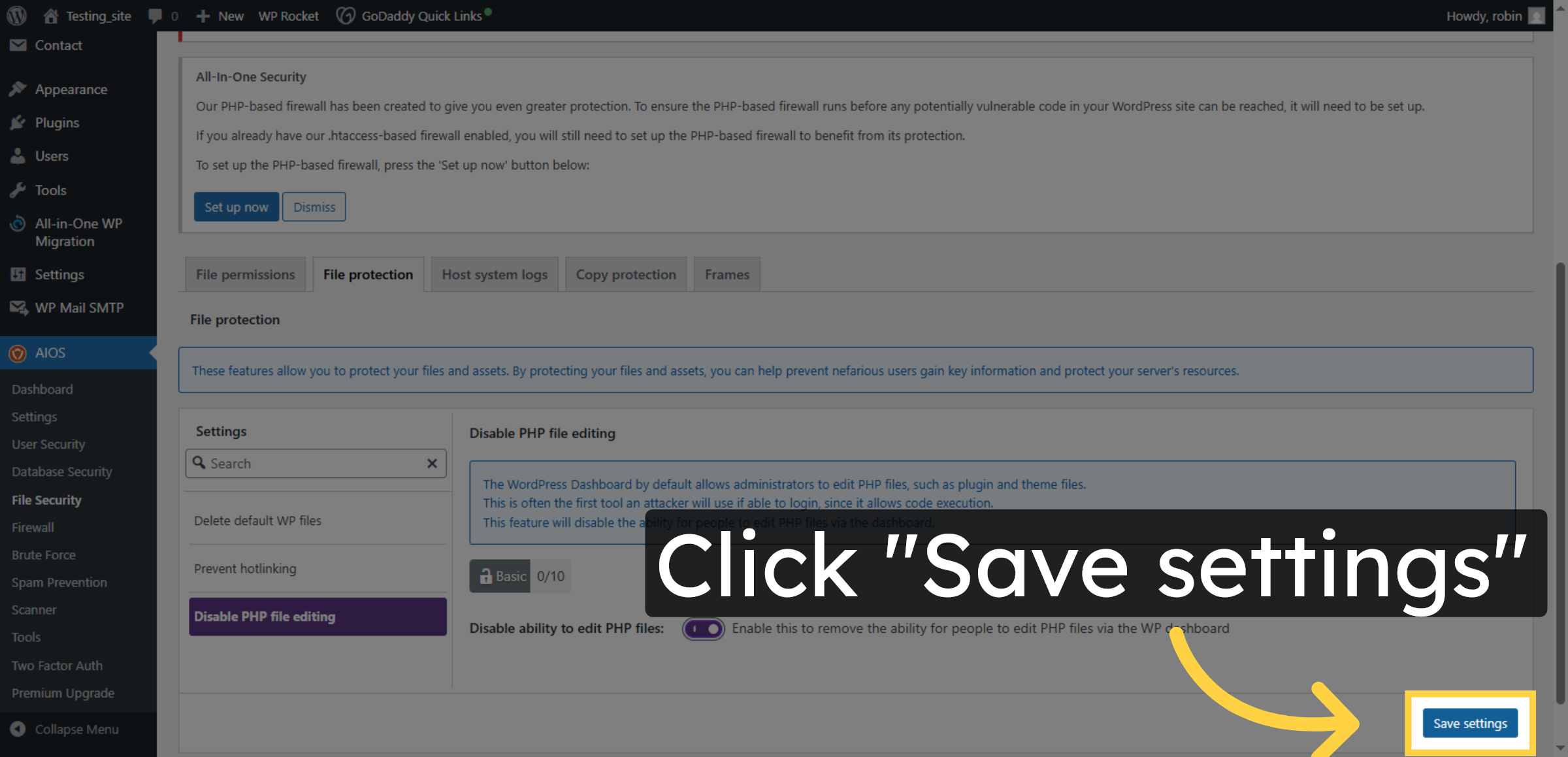 Save PHP Editing Settings
