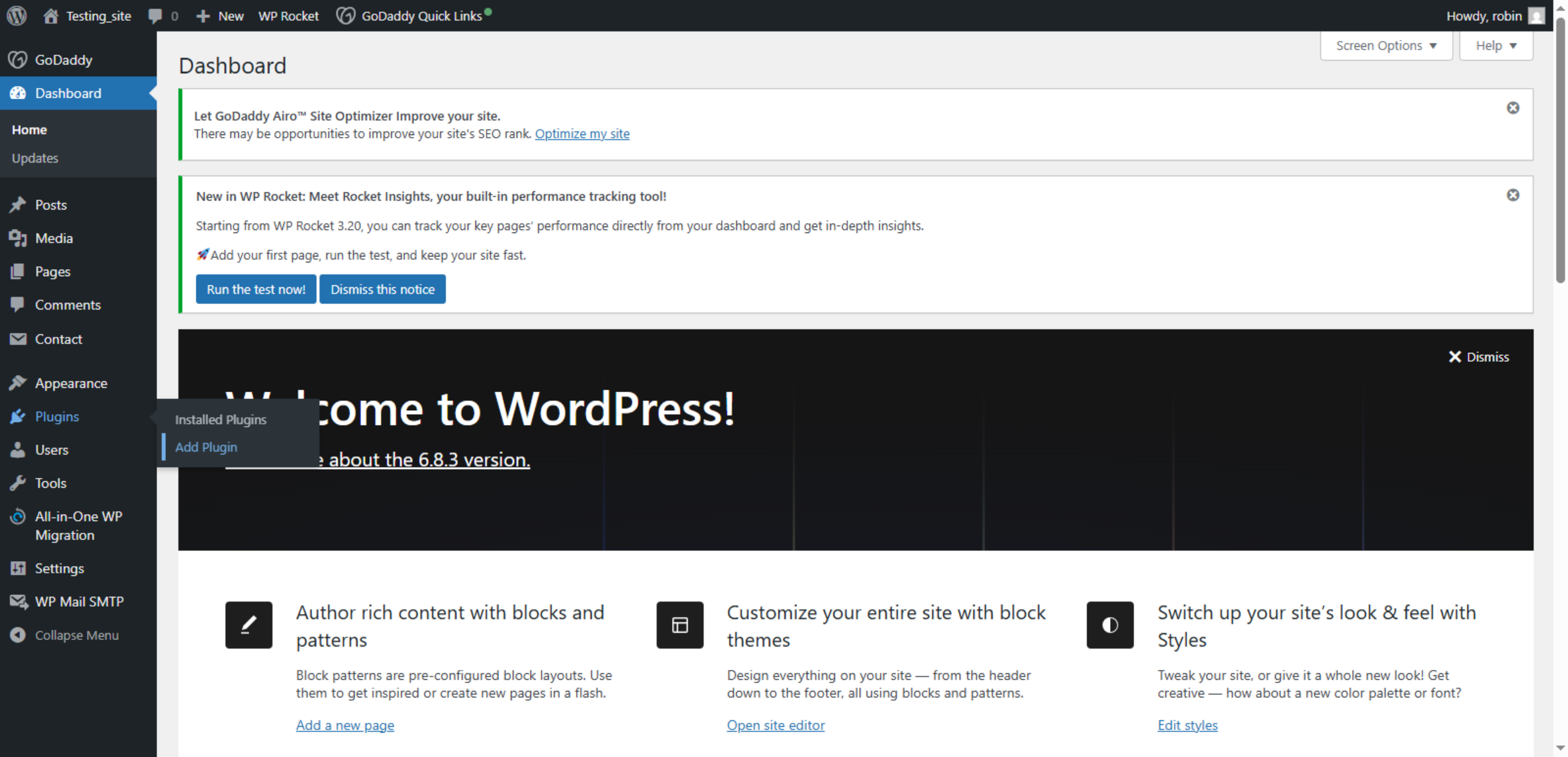 Switch To WordPress Dashboard