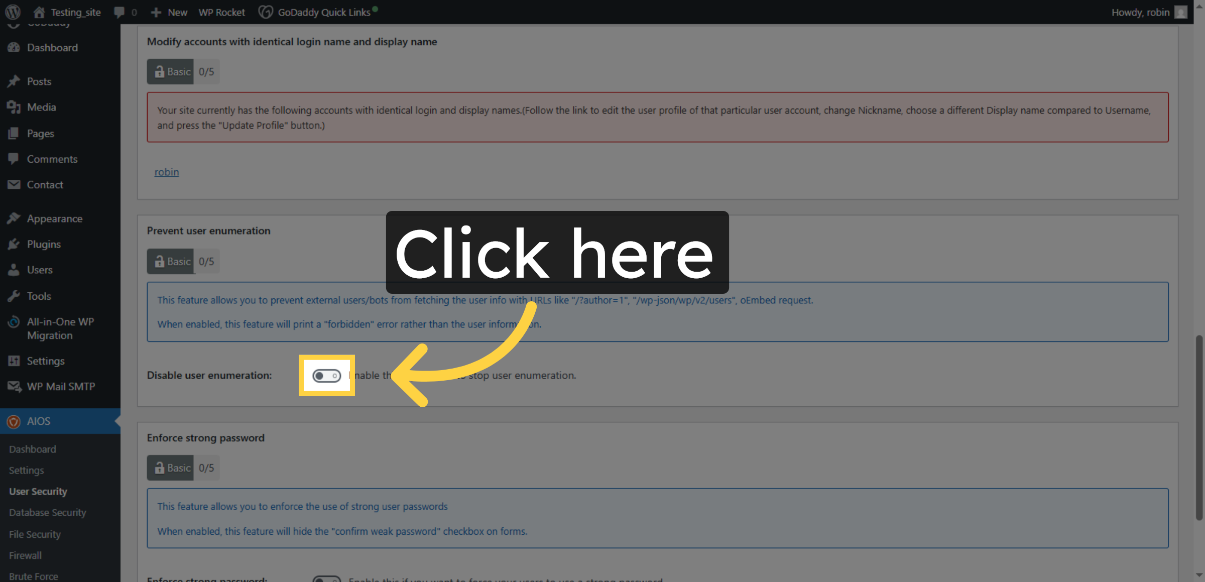 Enable Login Lockdown