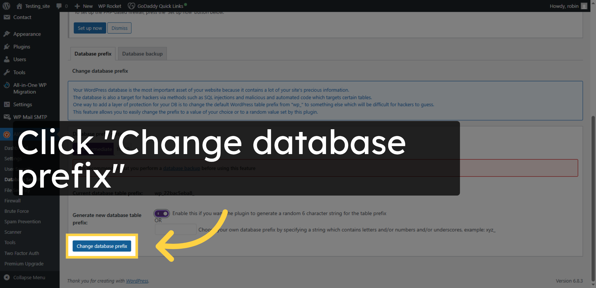 Change Database Prefix