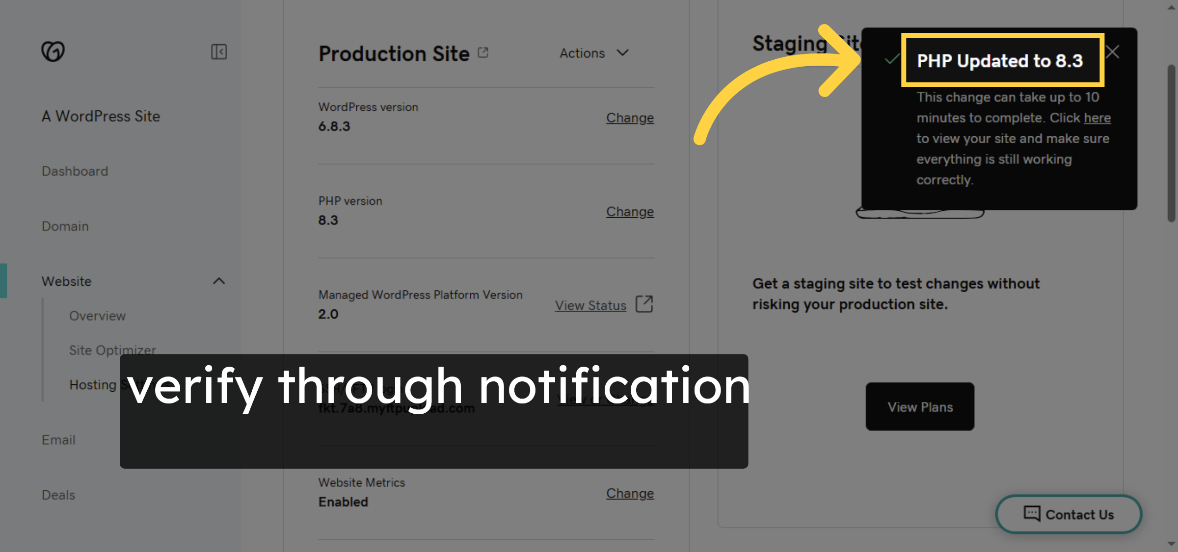 Confirm PHP Update Notification