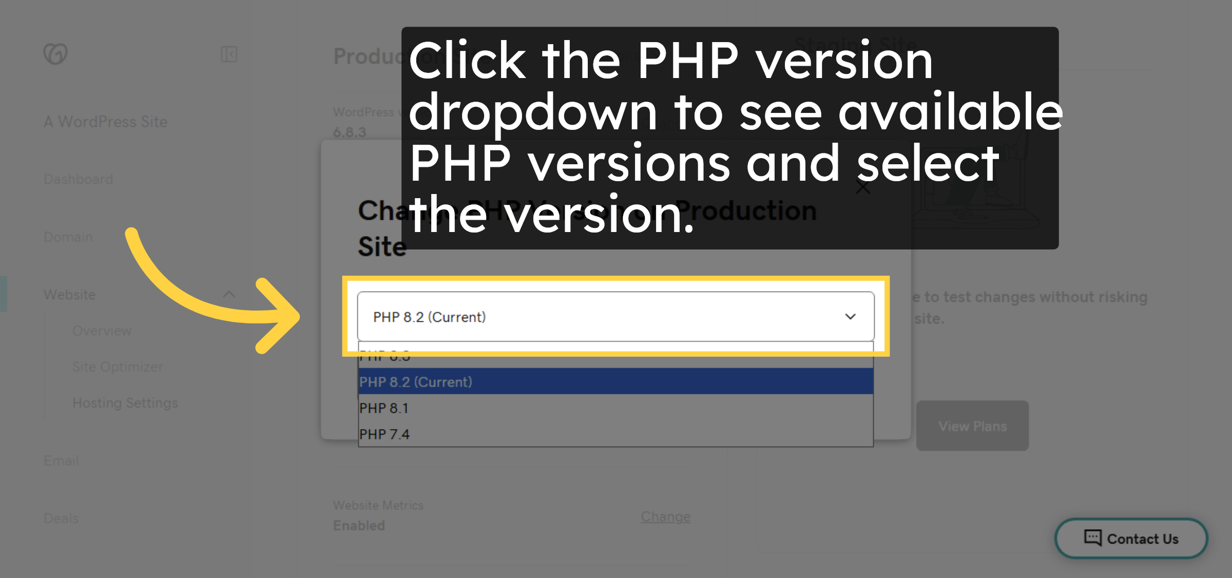 Open PHP Version Options
