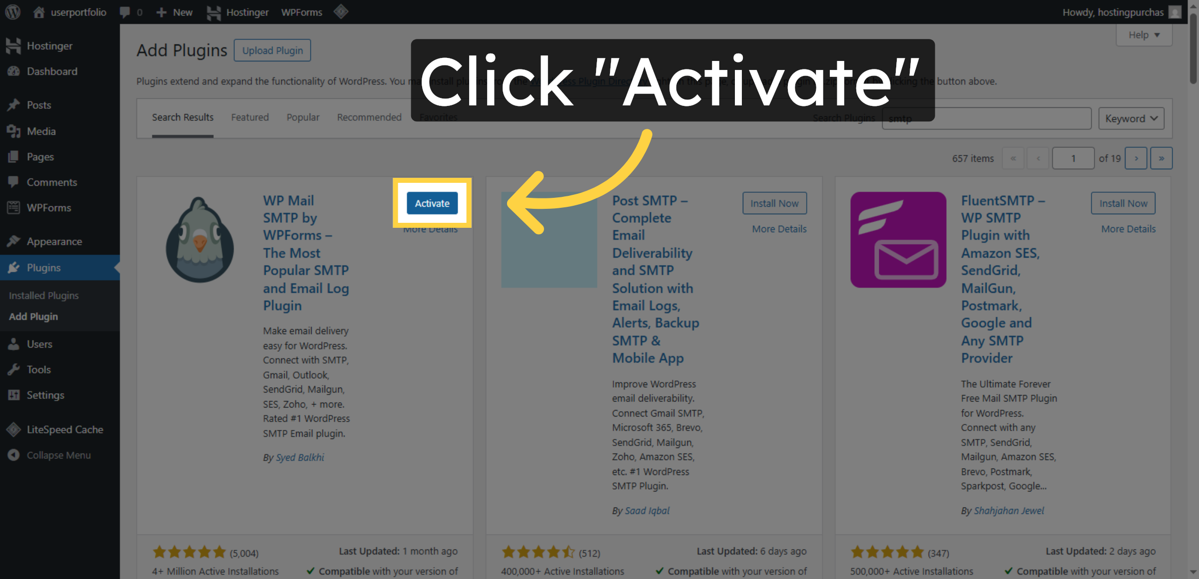 Activate SMTP Plugin