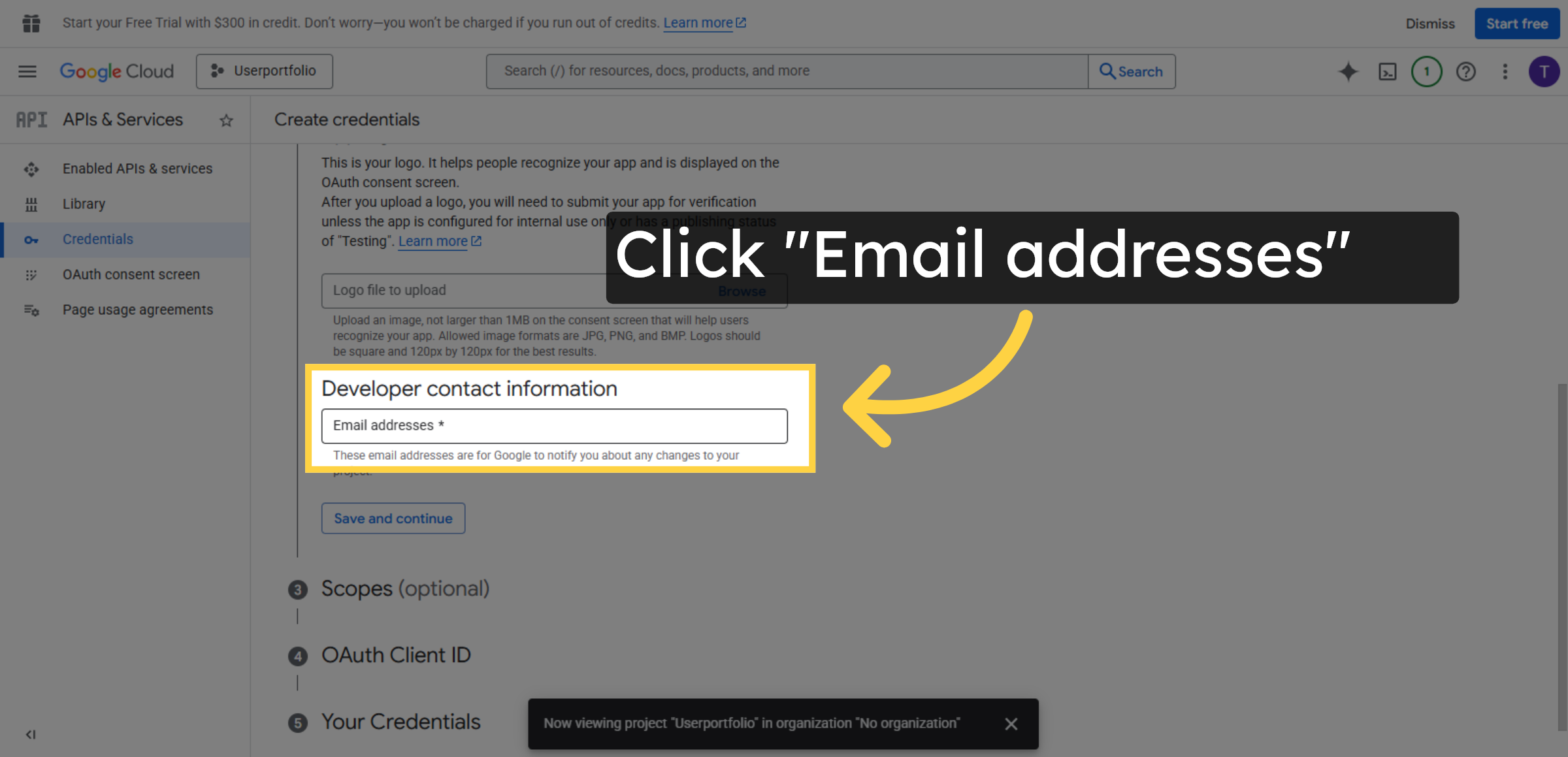 Open Email Addresses Section