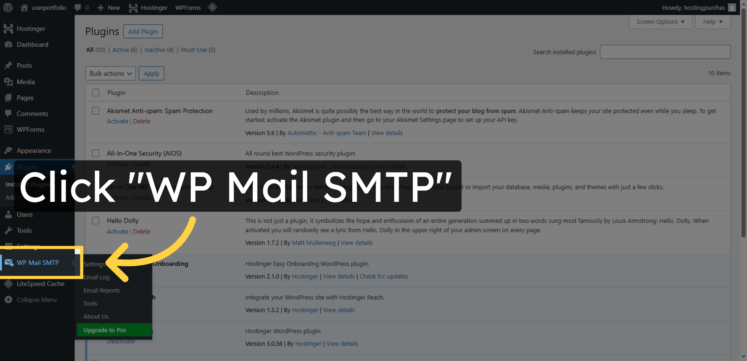 Open WP Mail SMTP Plugin