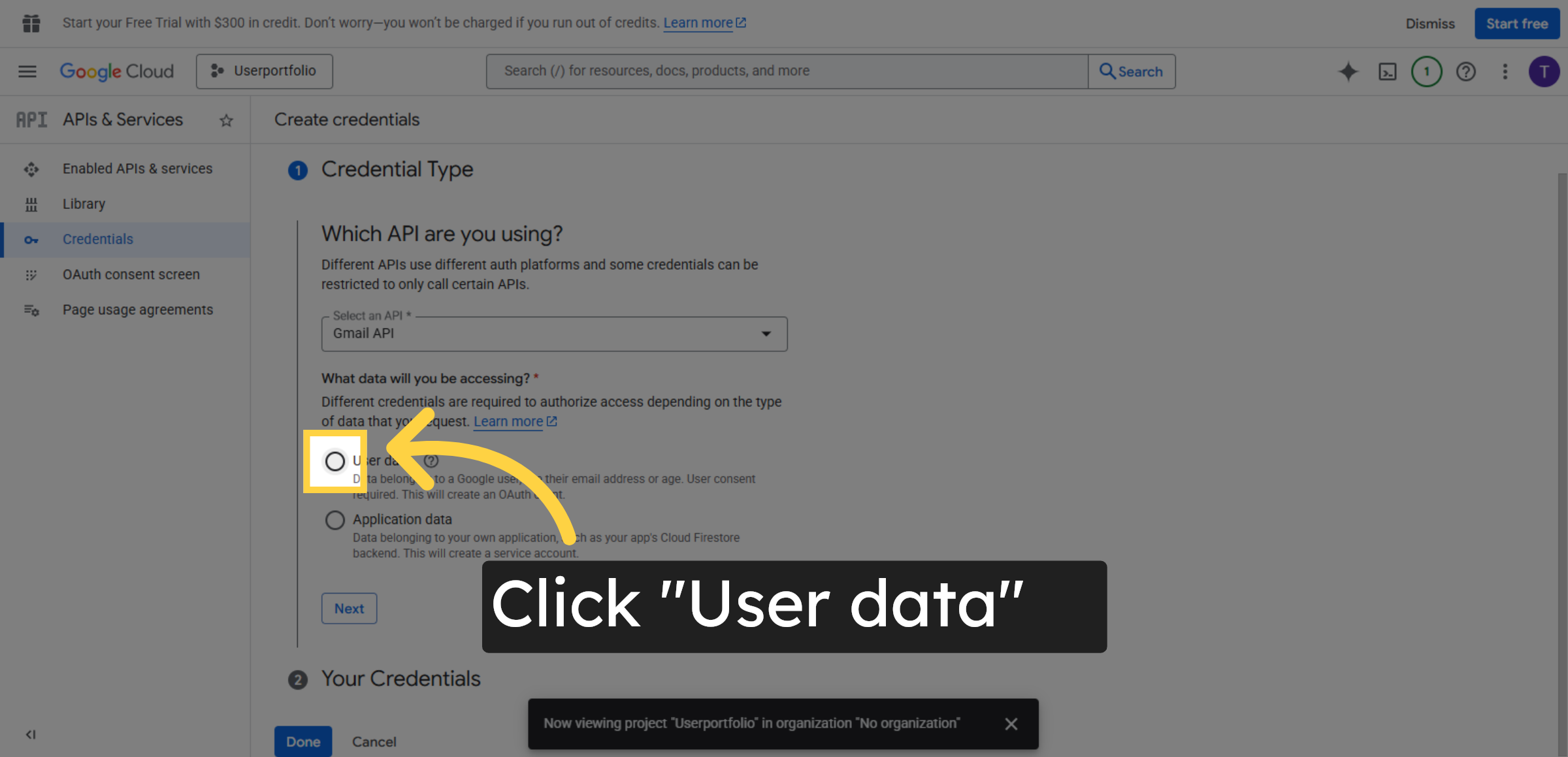 Choose User Data