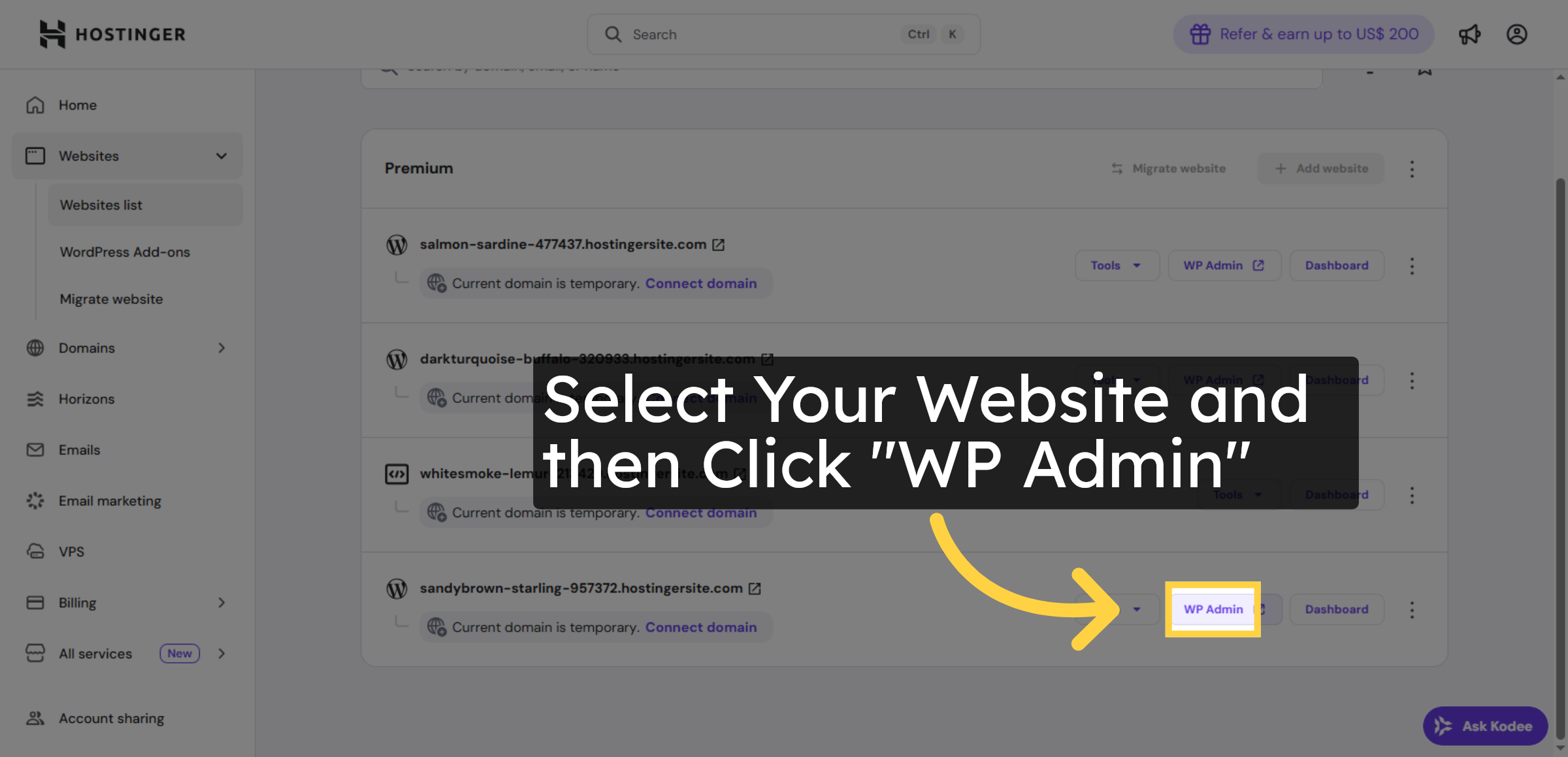 Select WP Admin Option