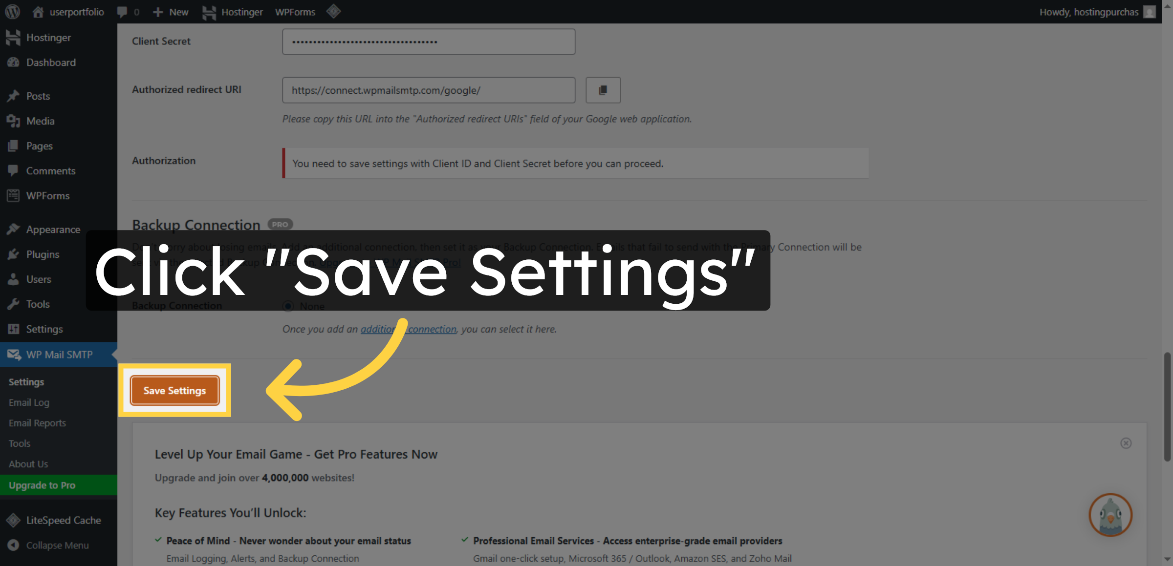 Save SMTP Settings