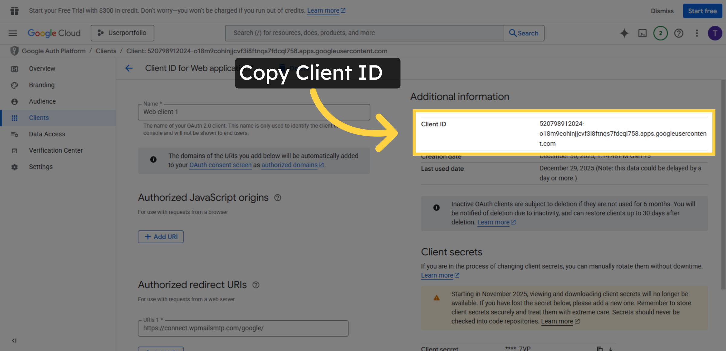 Select OAuth Client ID