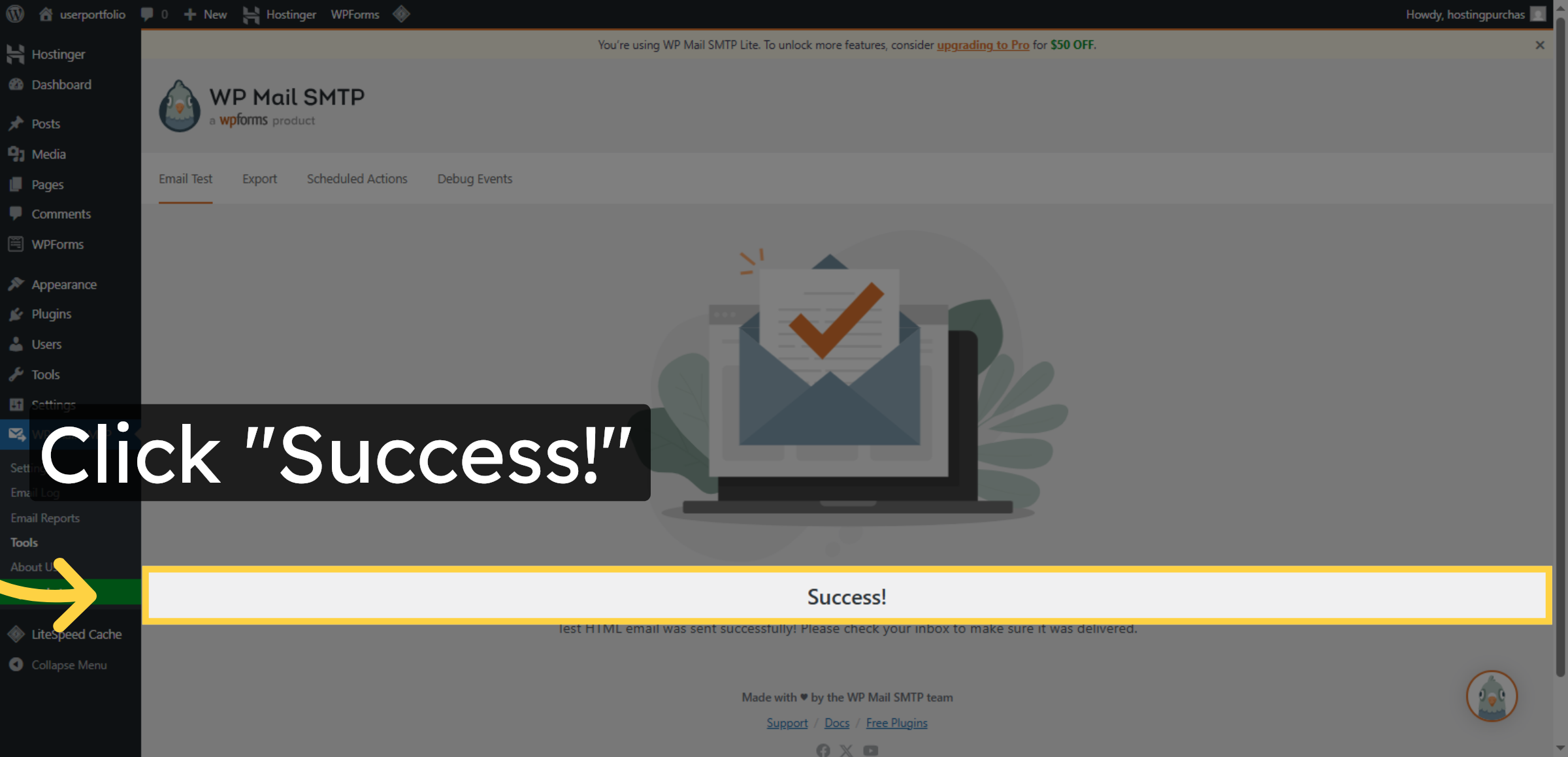 Confirm Success Message