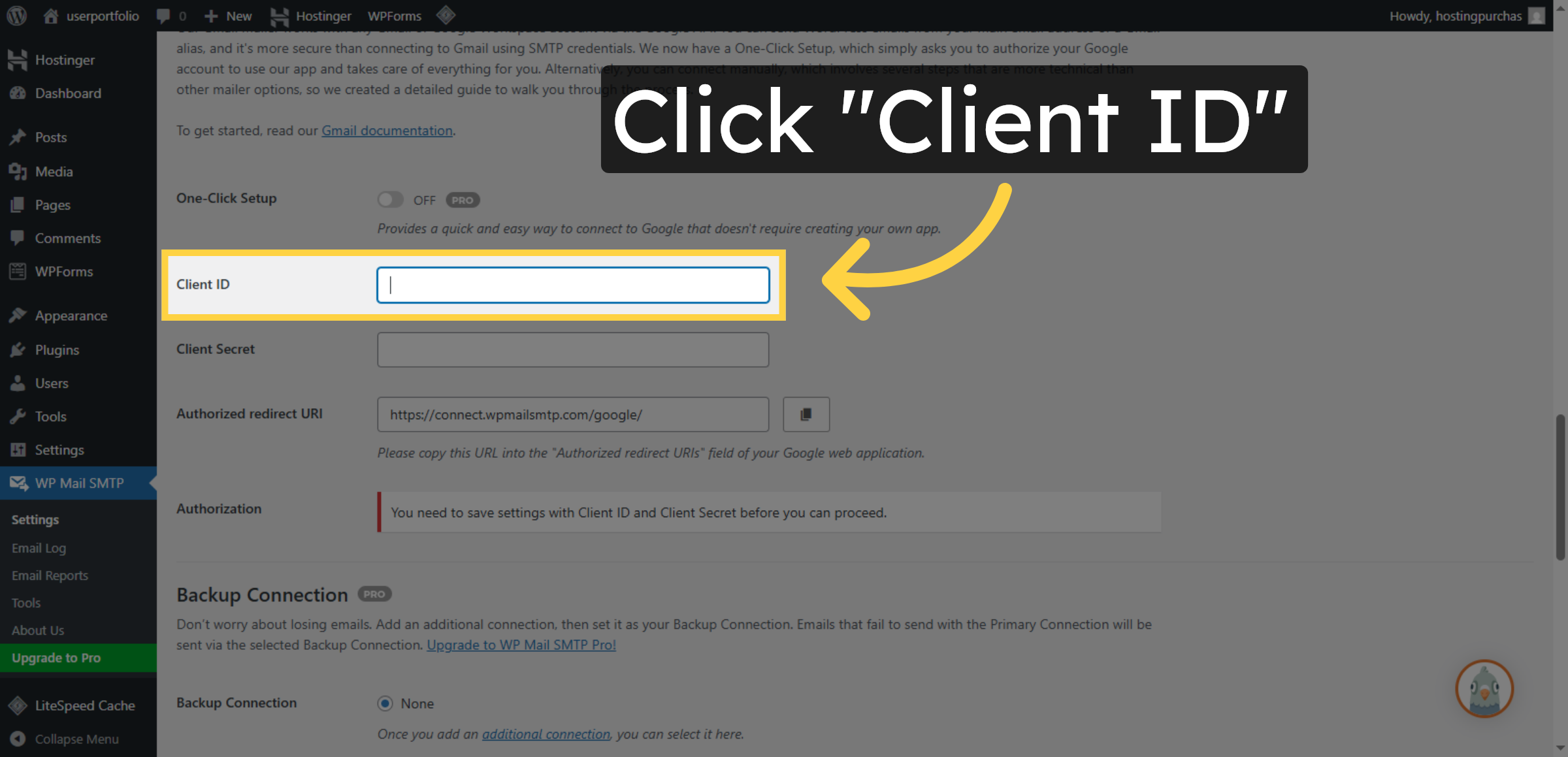 Select Client ID Field