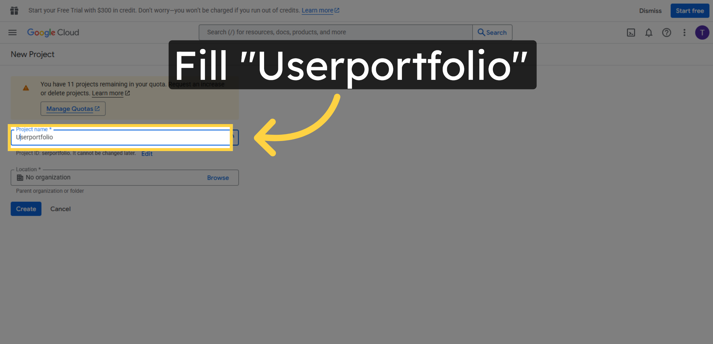 Fill Project Name Again