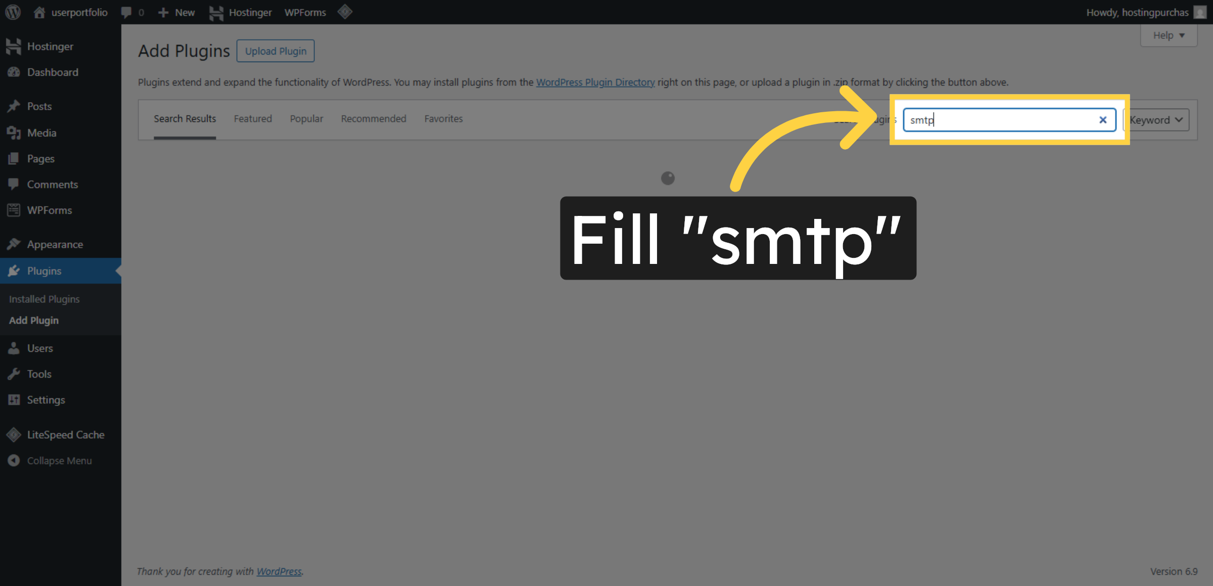 Enter SMTP In Search