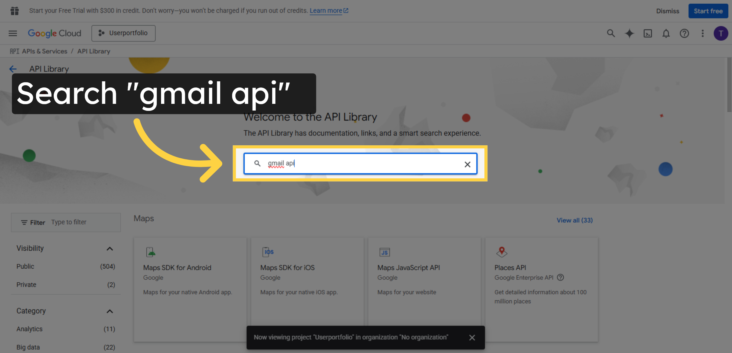 Search Gmail API