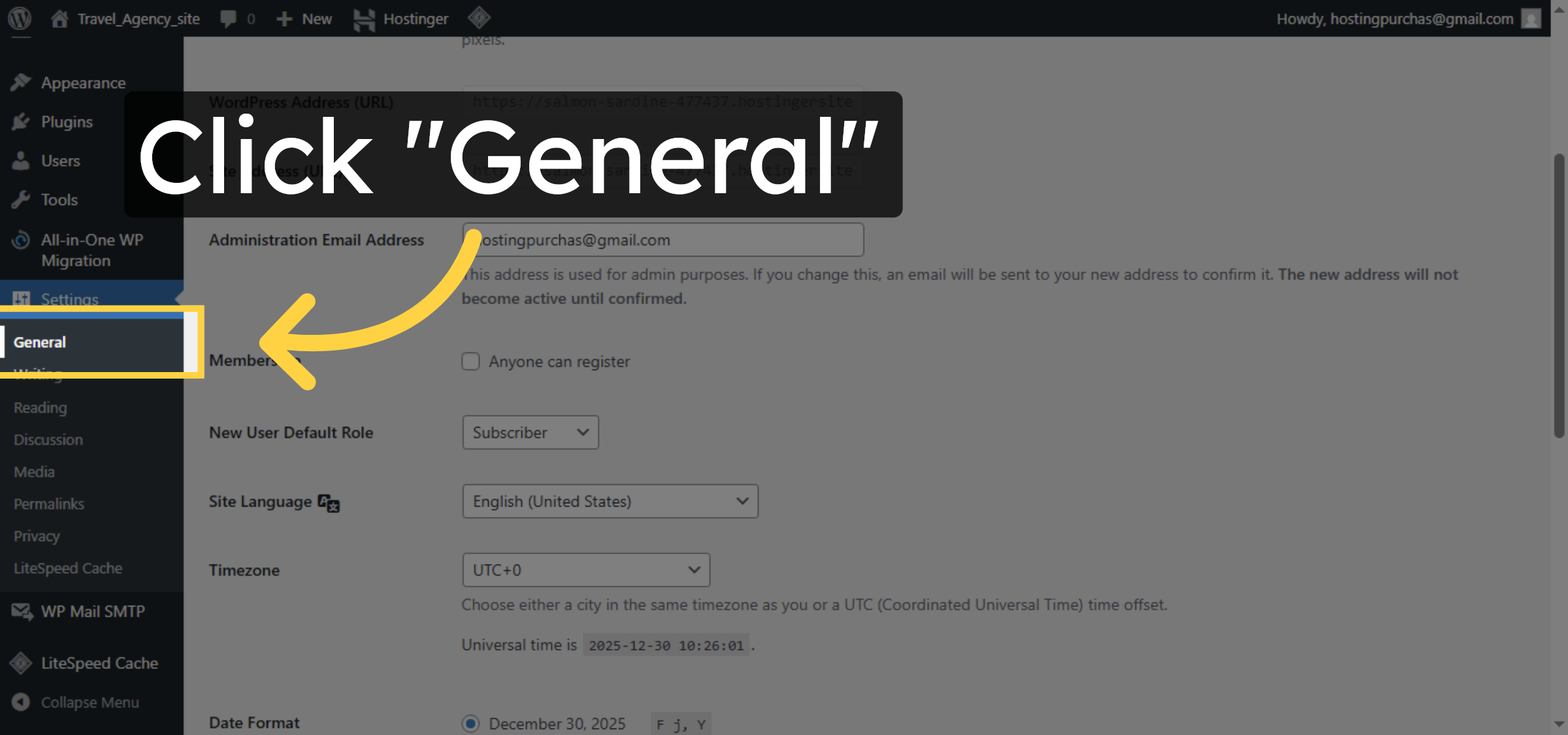 Select General Settings