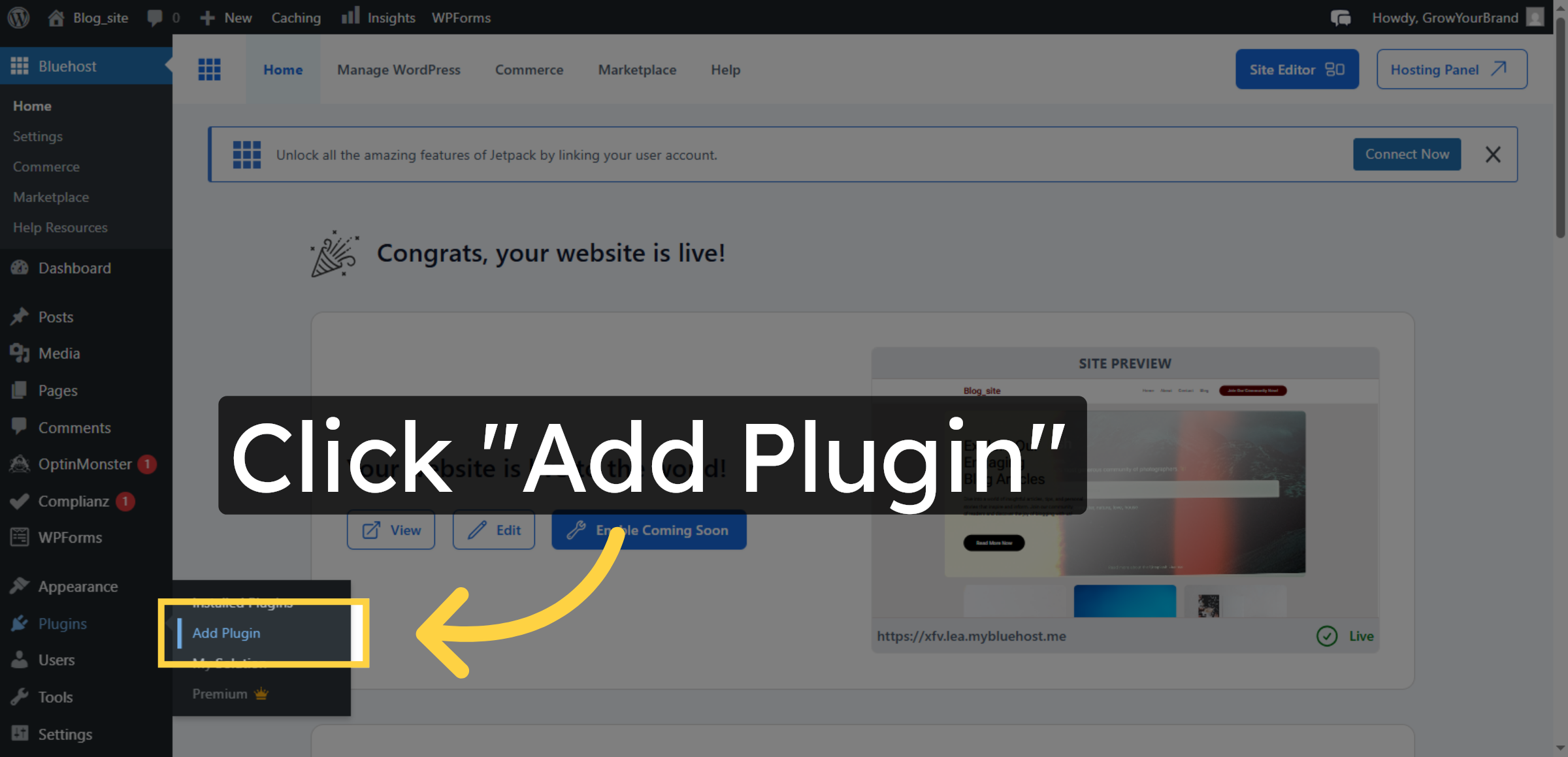 Open Add Plugin Section