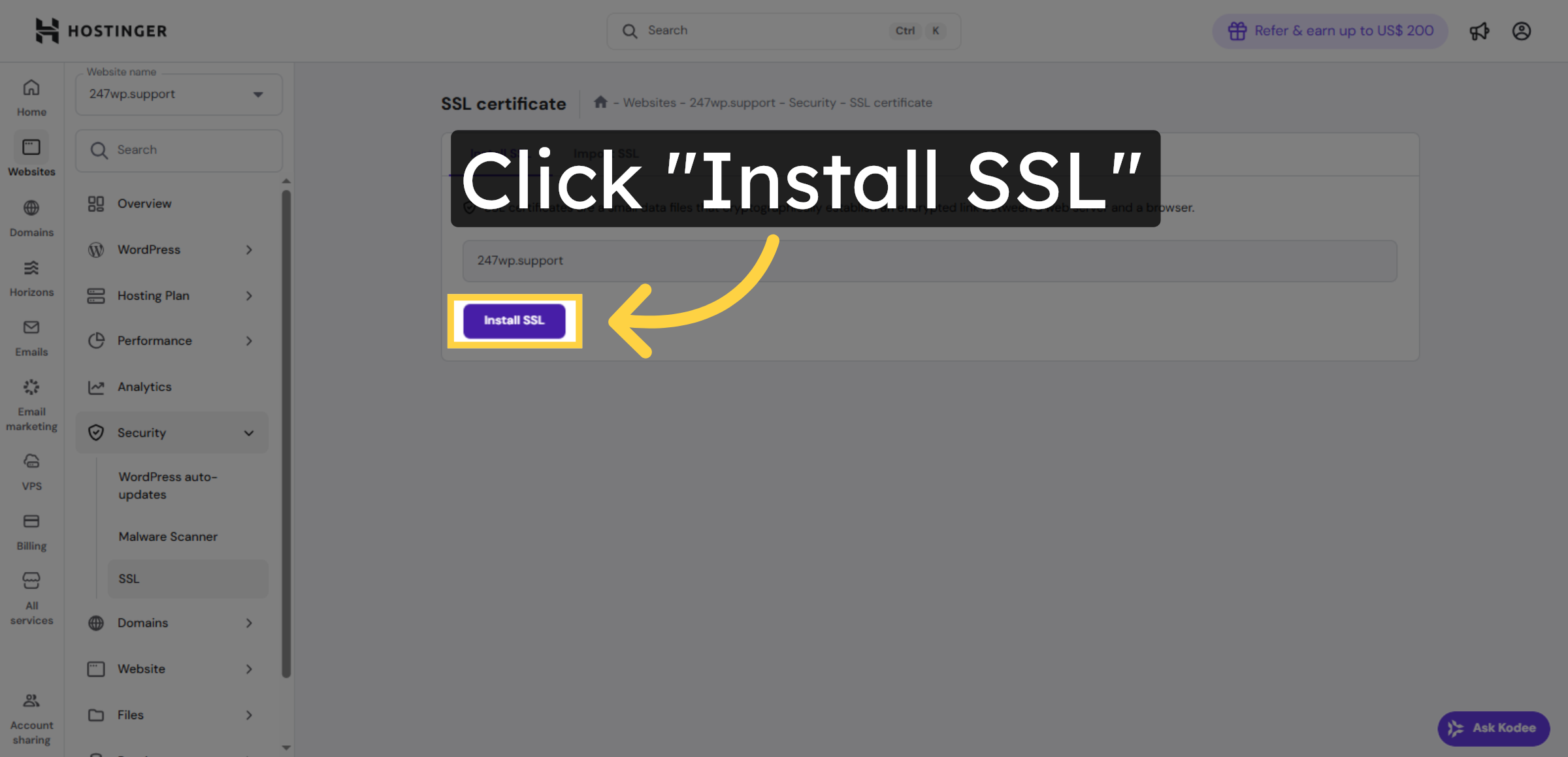 Install Free SSL Certificate